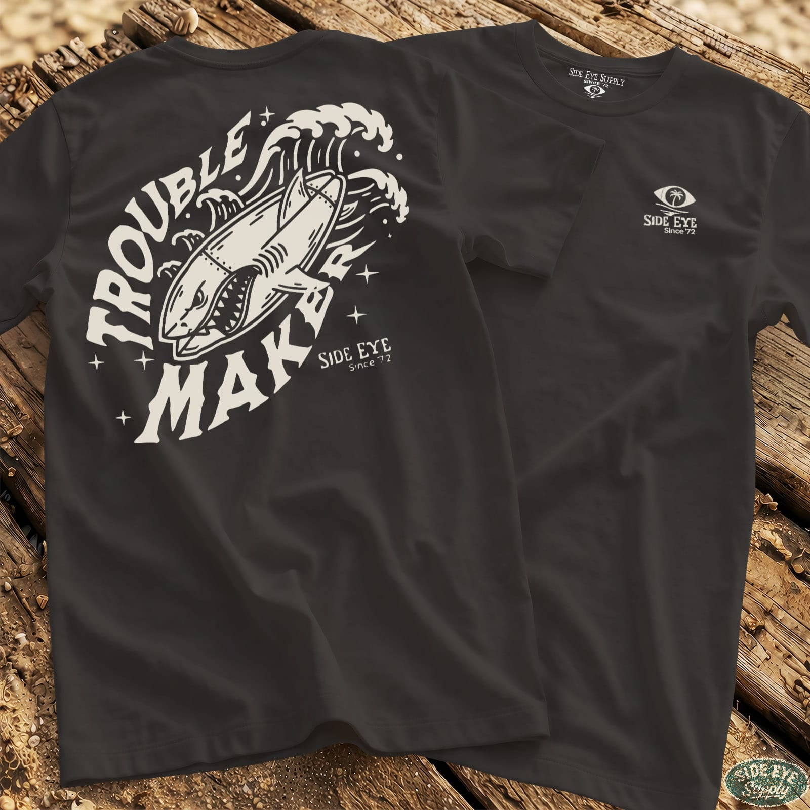 Trouble Maker Tee Black / S - by Side Eye Supply - Surf Beach Life Apparel