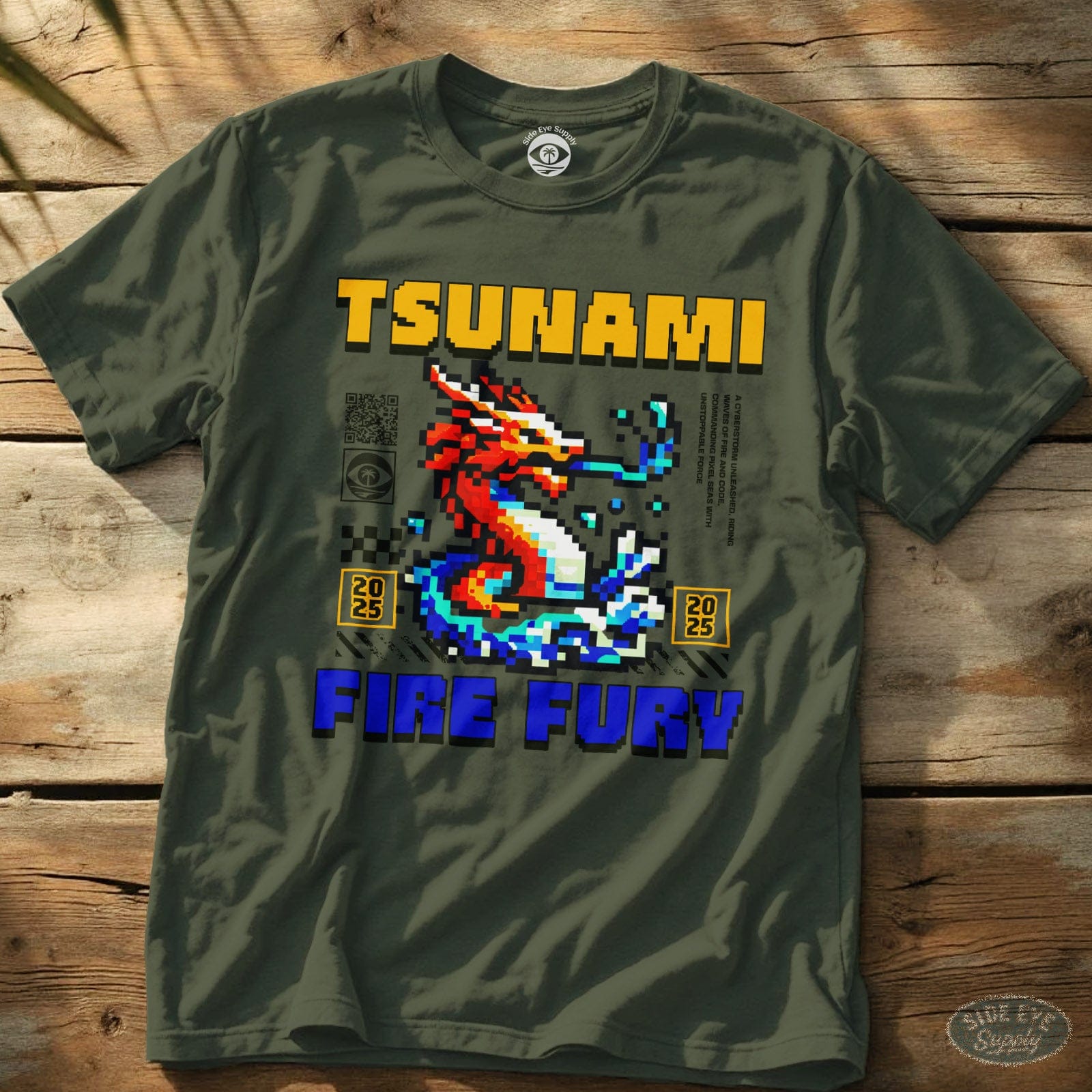 Tsunami Tee Military Green / S - by Side Eye Supply - Surf Beach Life Apparel