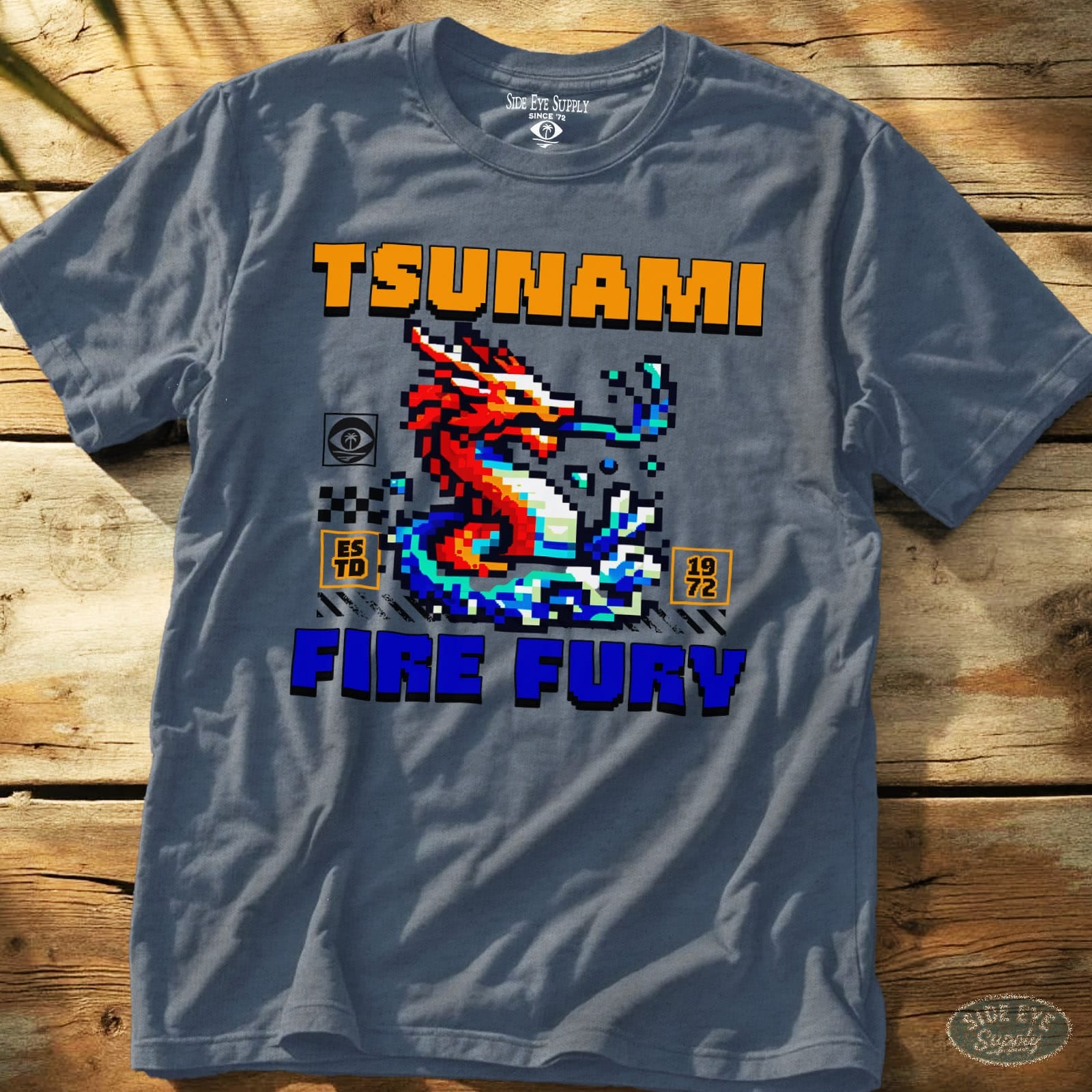 Tsunami Tee Heather Indigo / S - by Side Eye Supply - Surf Beach Life Apparel