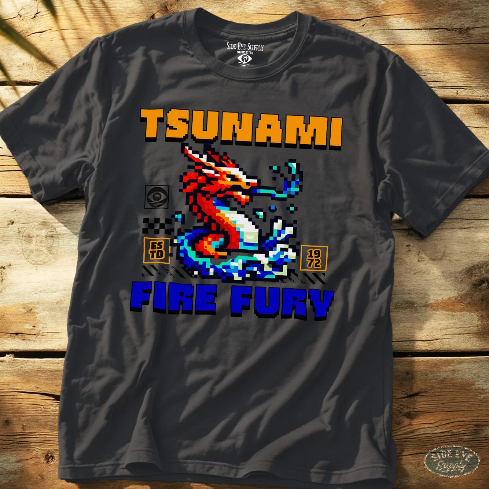 Tsunami Tee Charcoal / S - by Side Eye Supply - Surf Beach Life Apparel