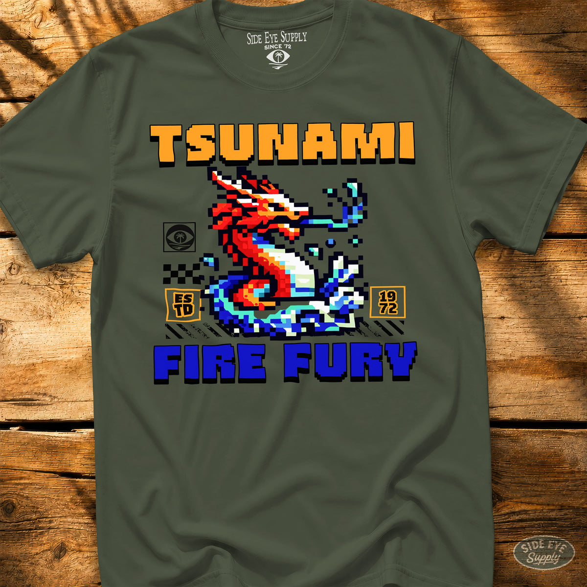 Tsunami Tee Military Green / S - by Side Eye Supply - Surf Beach Life Apparel