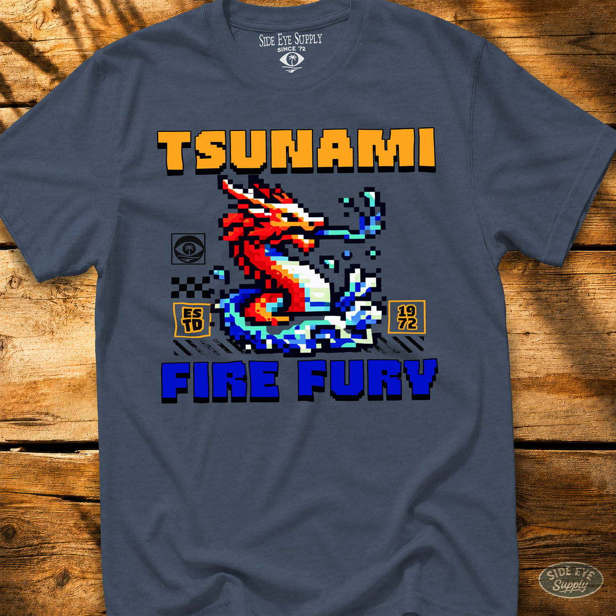 Tsunami Tee Heather Indigo / S - by Side Eye Supply - Surf Beach Life Apparel