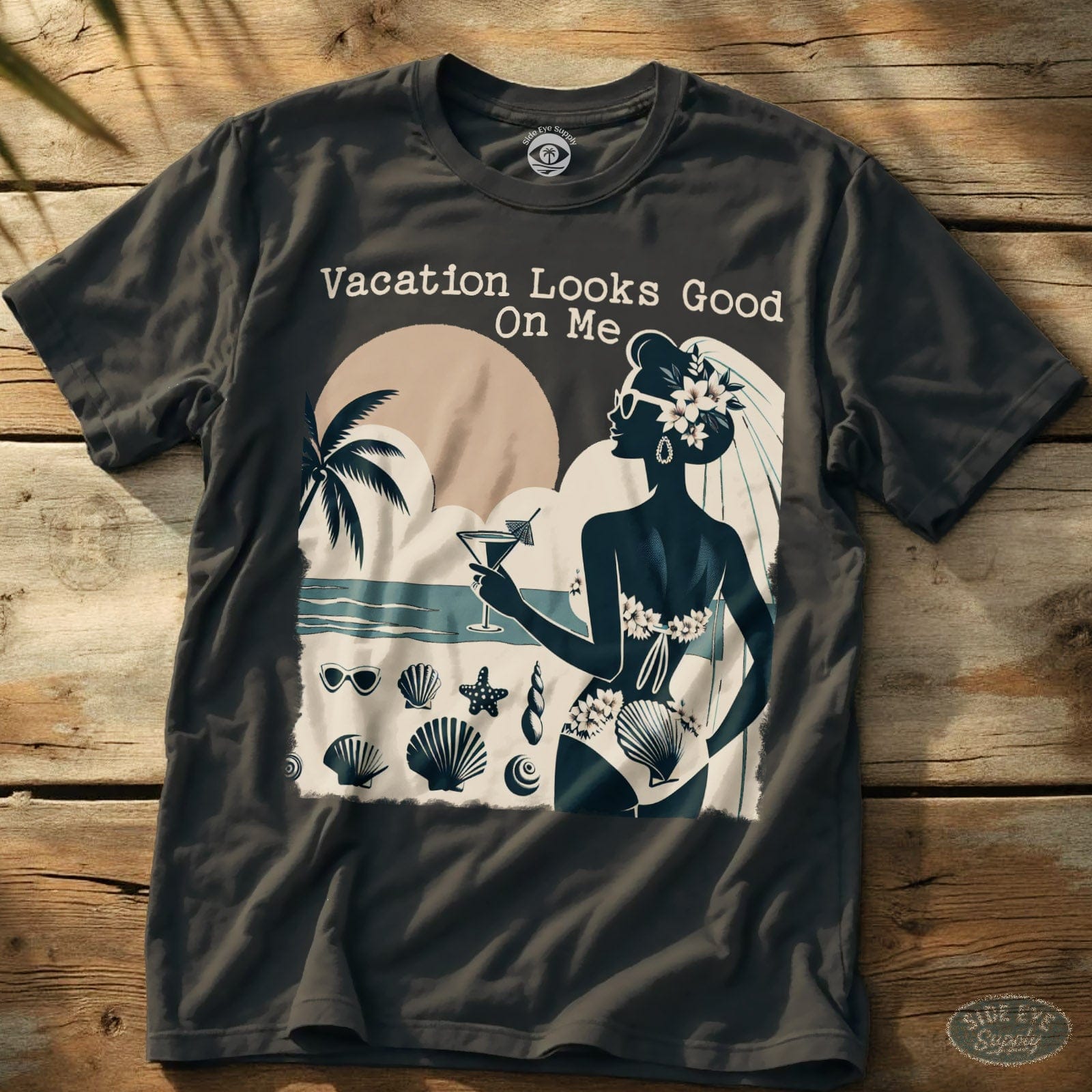 Vacation Looks Good Tee Charcoal / S - by Side Eye Supply - Surf Beach Life Apparel