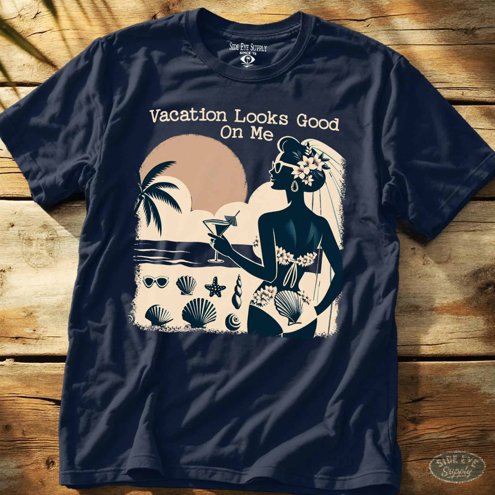 Vacation Looks Good Tee Navy / S - by Side Eye Supply - Surf Beach Life Apparel