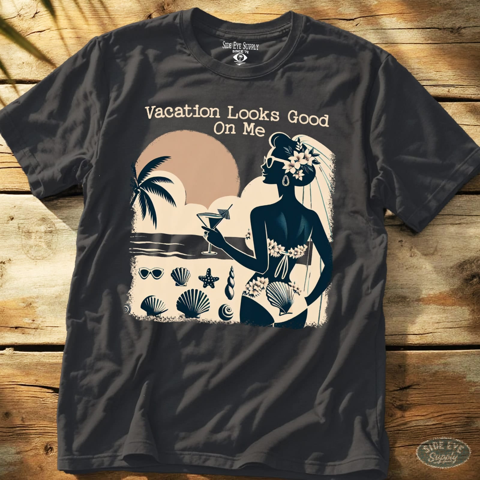 Vacation Looks Good Tee Charcoal / S - by Side Eye Supply - Surf Beach Life Apparel