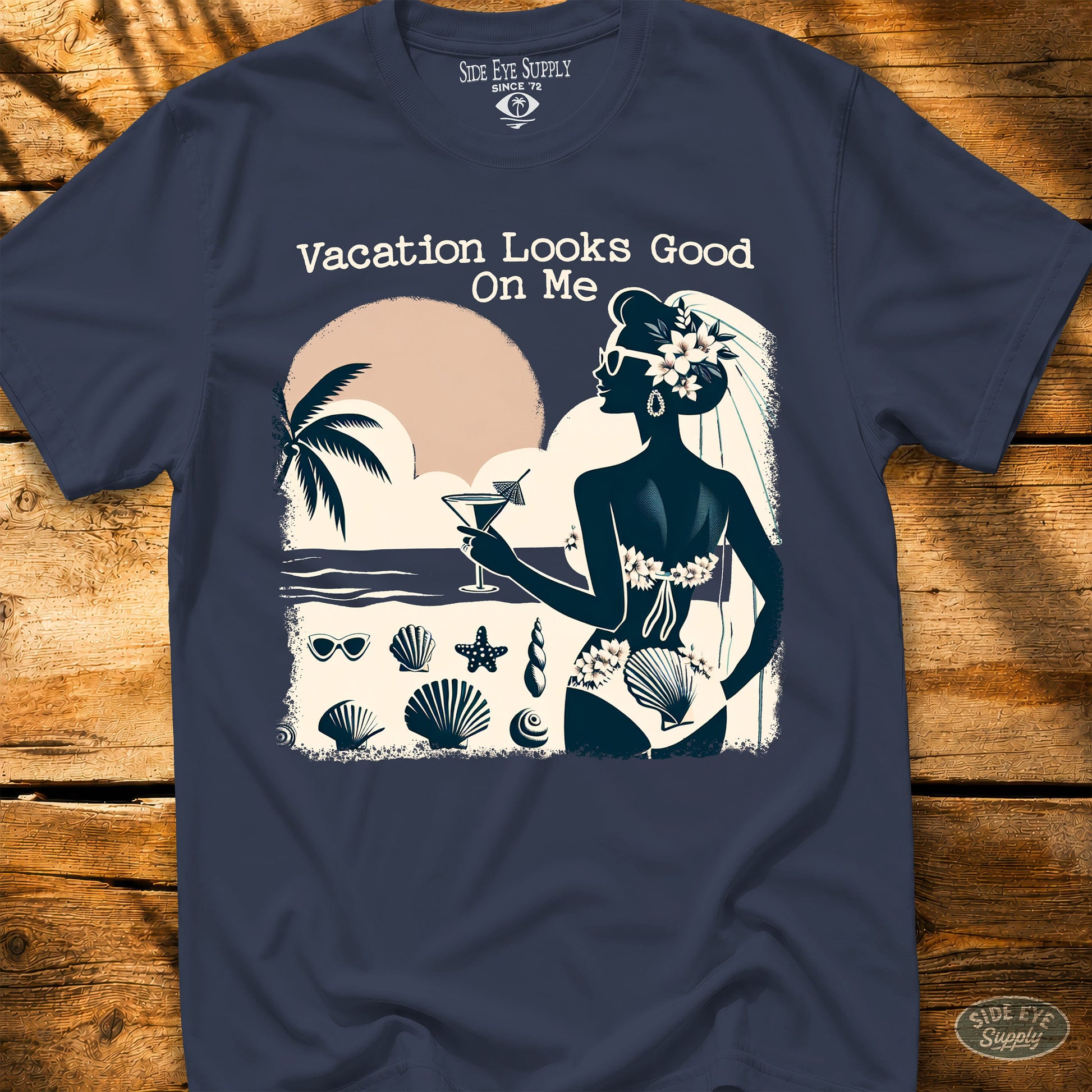 Vacation Looks Good Tee Navy / S - by Side Eye Supply - Surf Beach Life Apparel