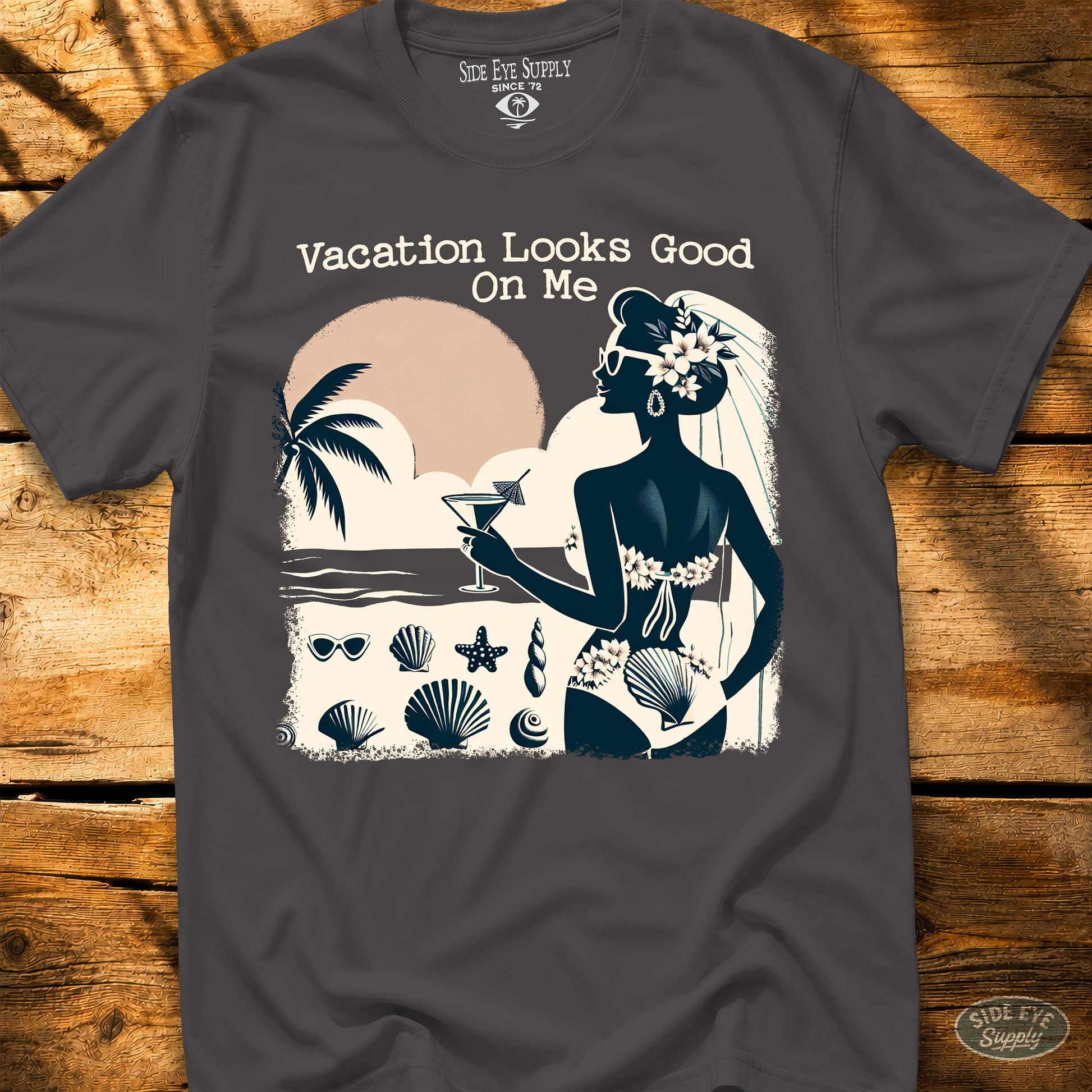 Vacation Looks Good Tee Charcoal / S - by Side Eye Supply - Surf Beach Life Apparel