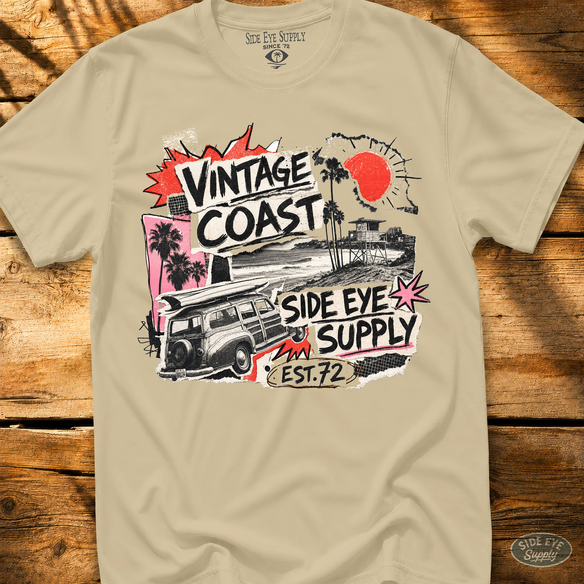 Vintage Coast Tee Sand / S - by Side Eye Supply - Surf Beach Life Apparel