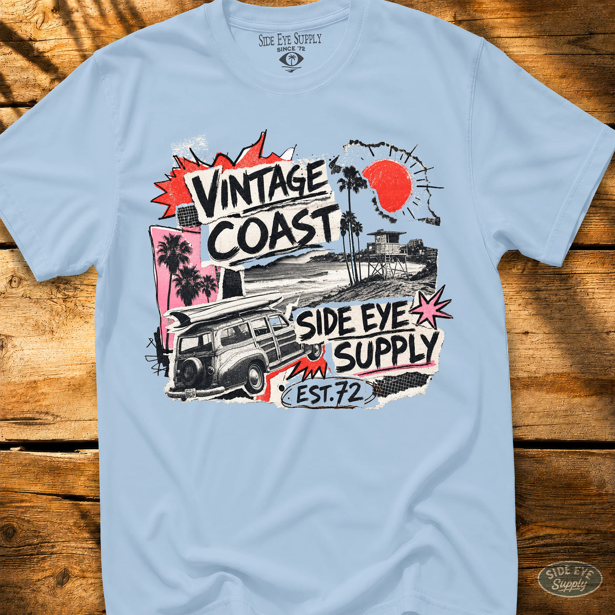 Vintage Coast Tee Light Blue / S - by Side Eye Supply - Surf Beach Life Apparel