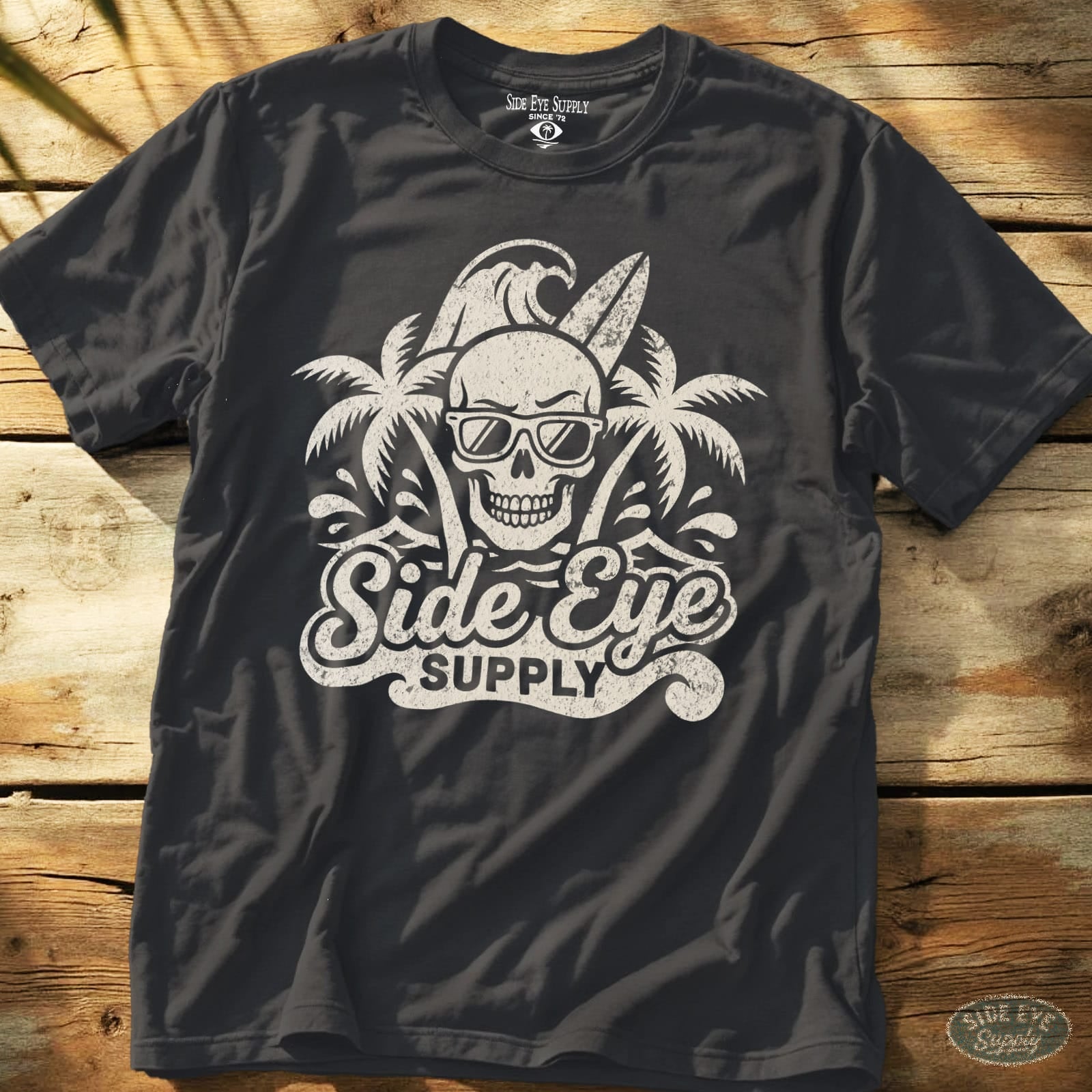Vintage Side Eye Tee Charcoal / S - by Side Eye Supply - Surf Beach Life Apparel