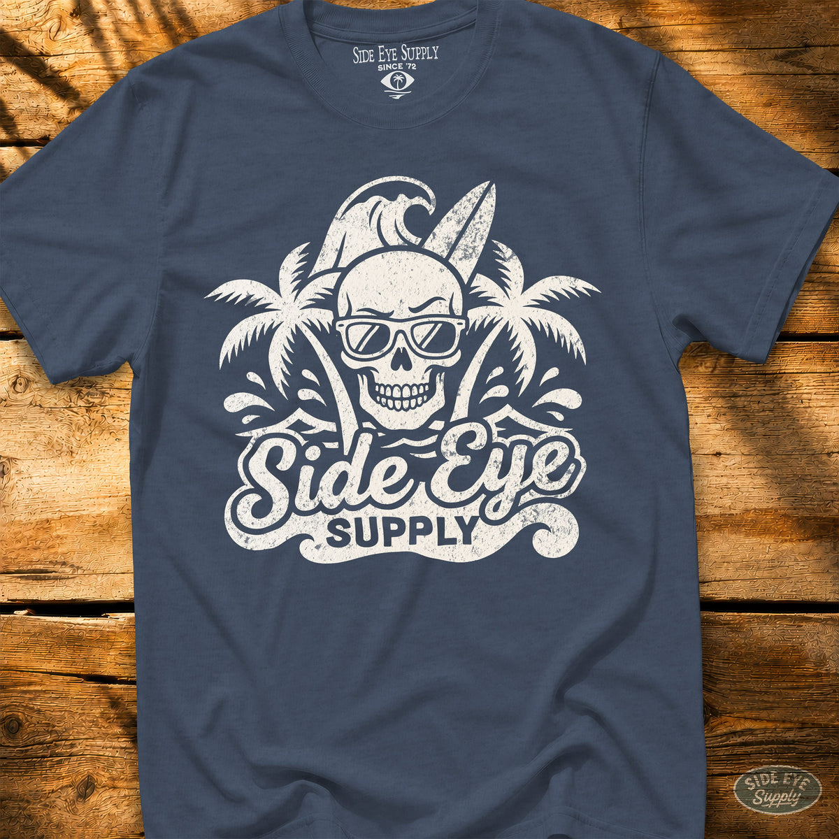 Vintage Side Eye Tee Heather Indigo / S - by Side Eye Supply - Surf Beach Life Apparel