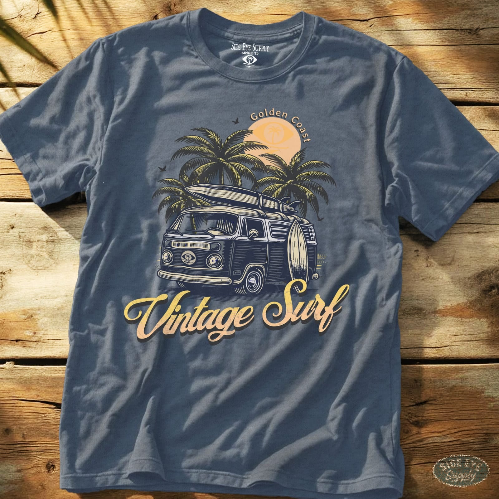 Vintage Surf Tee Heather Indigo / S - by Side Eye Supply - Surf Beach Life Apparel