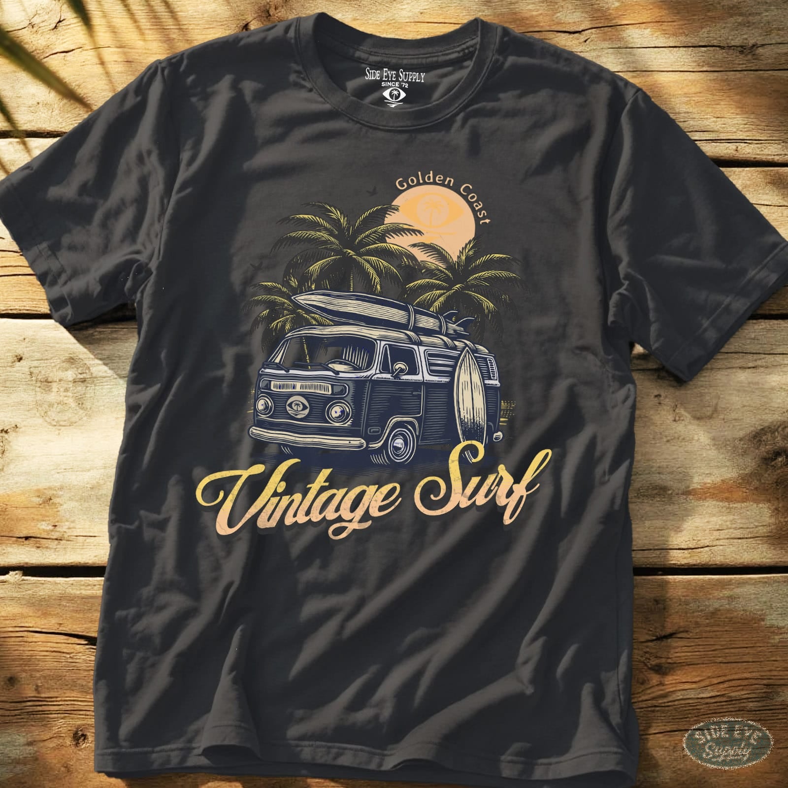Vintage Surf Tee Charcoal / S - by Side Eye Supply - Surf Beach Life Apparel