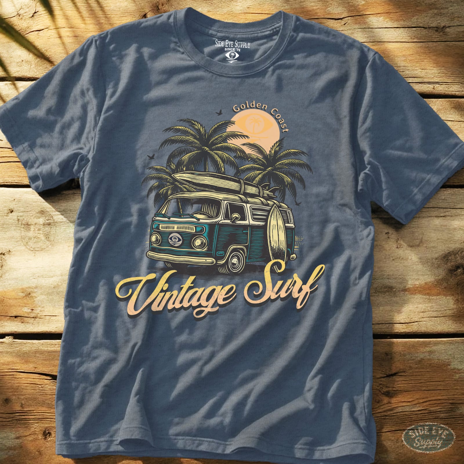 Vintage Surf Tee Heather Indigo / S - by Side Eye Supply - Surf Beach Life Apparel