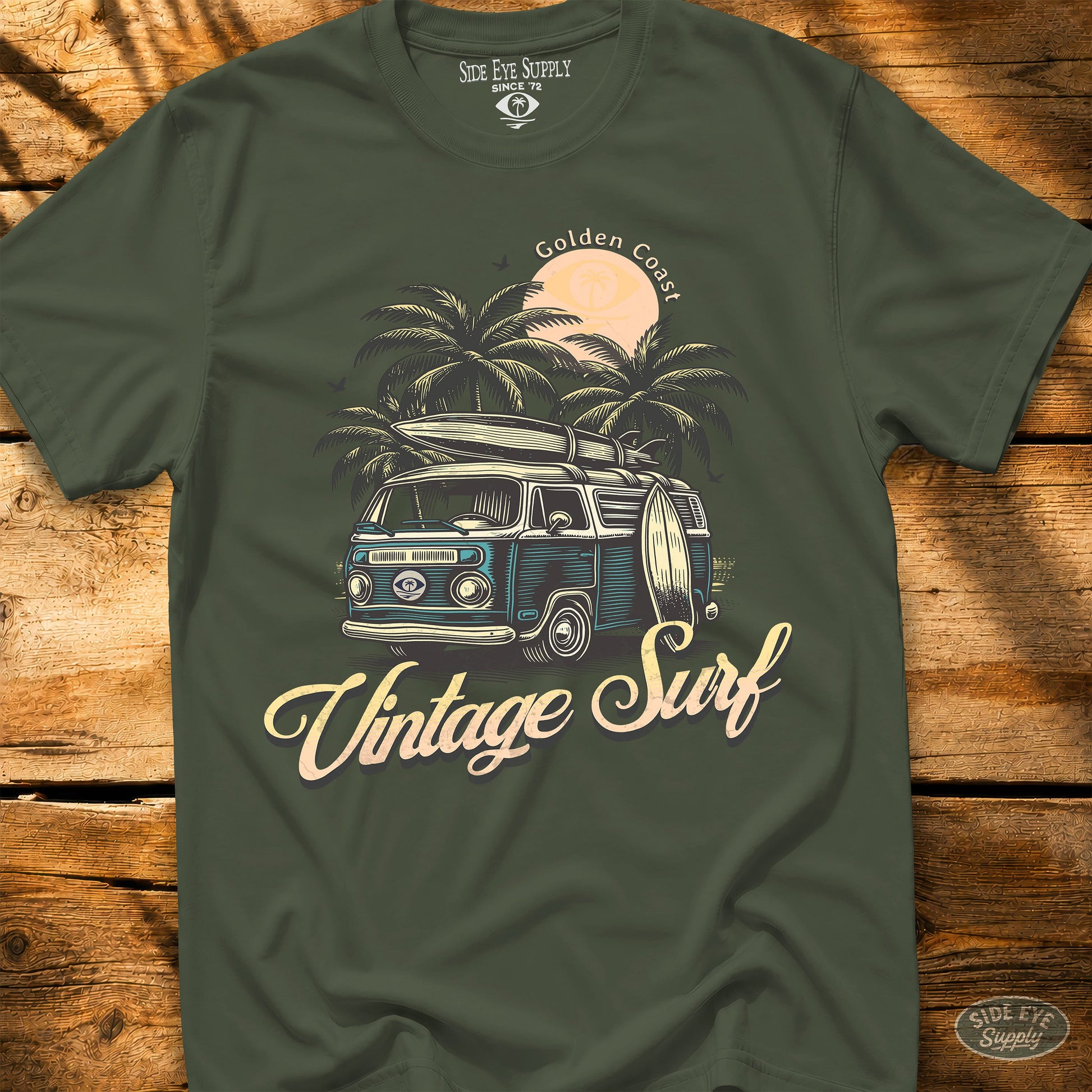 Vintage Surf Tee Military Green / S - by Side Eye Supply - Surf Beach Life Apparel