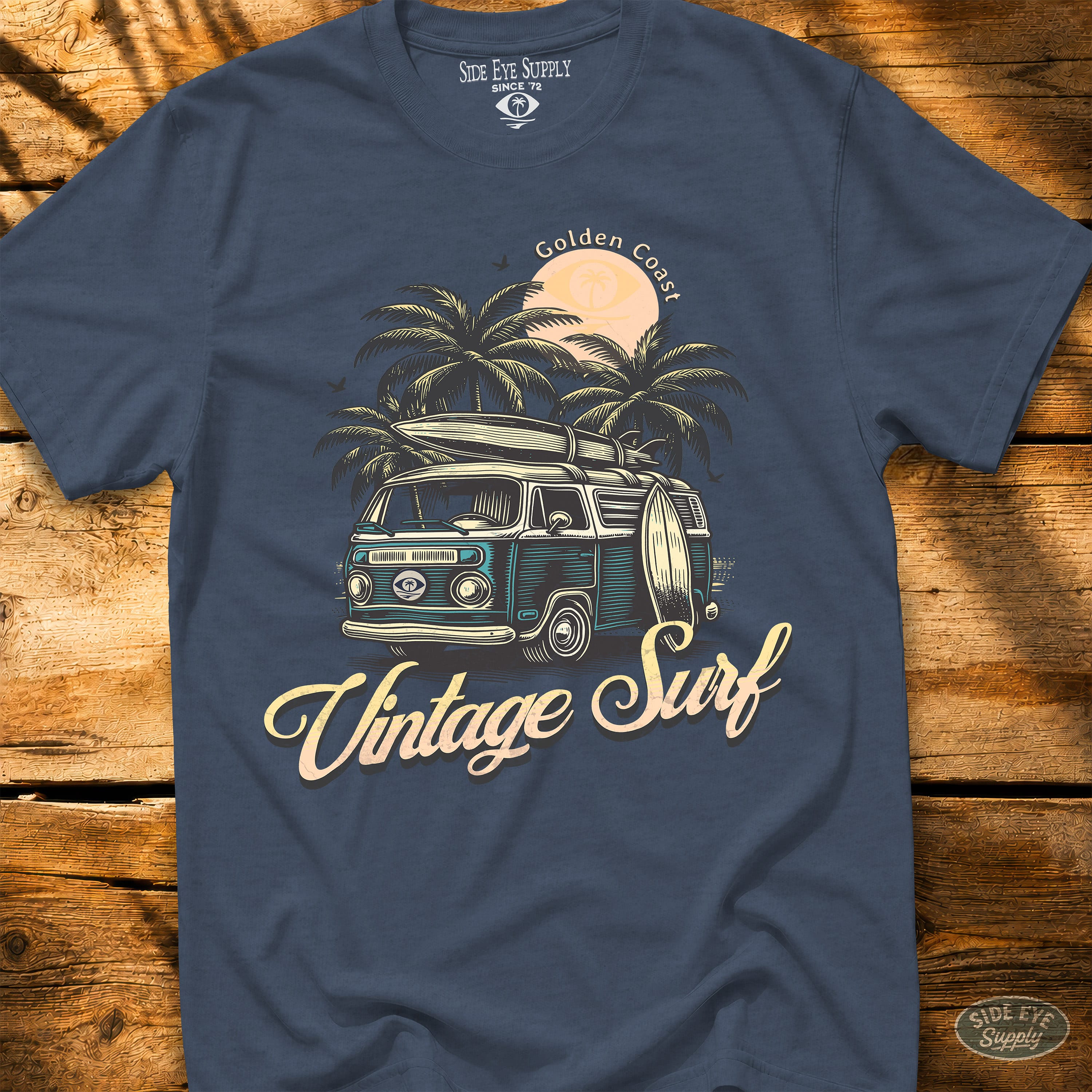 Vintage Surf Tee Heather Indigo / S - by Side Eye Supply - Surf Beach Life Apparel
