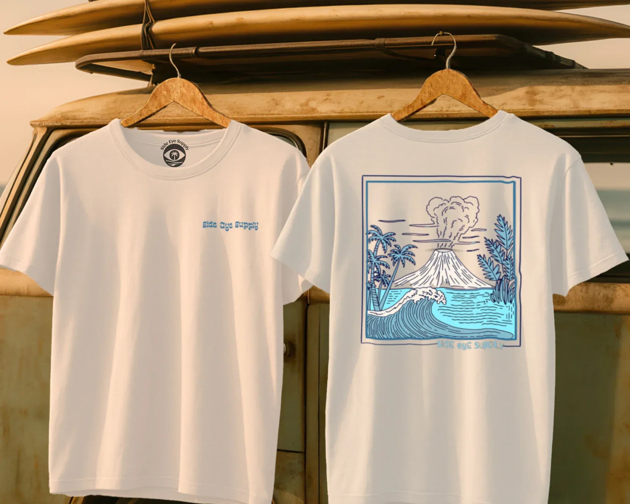 Volcano Tee White / S - by Side Eye Supply - Surf Beach Life Apparel