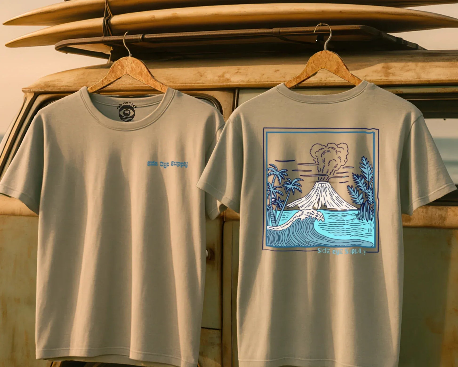 Volcano Tee Sand / S - by Side Eye Supply - Surf Beach Life Apparel