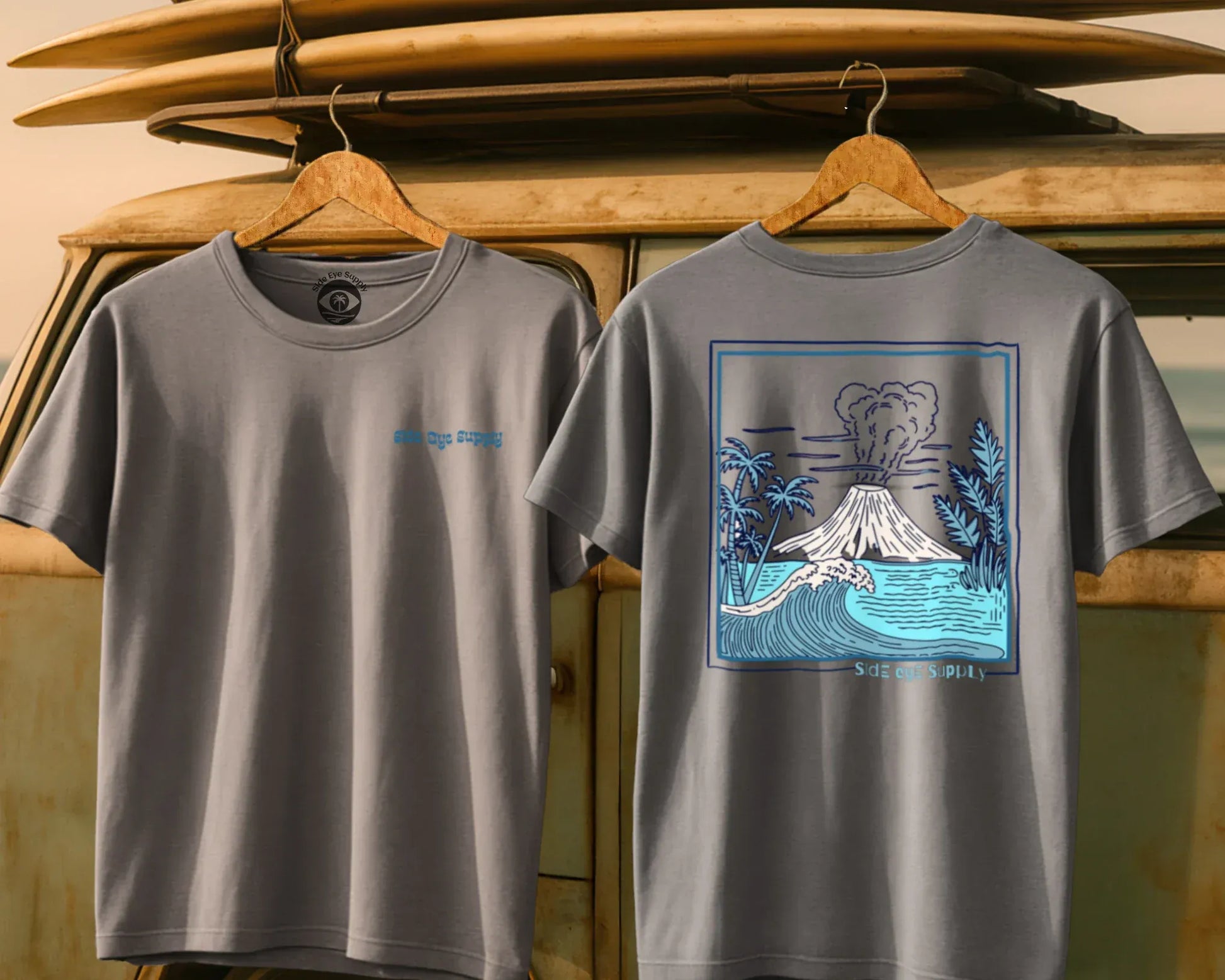 Volcano Tee Ice Grey / S - by Side Eye Supply - Surf Beach Life Apparel