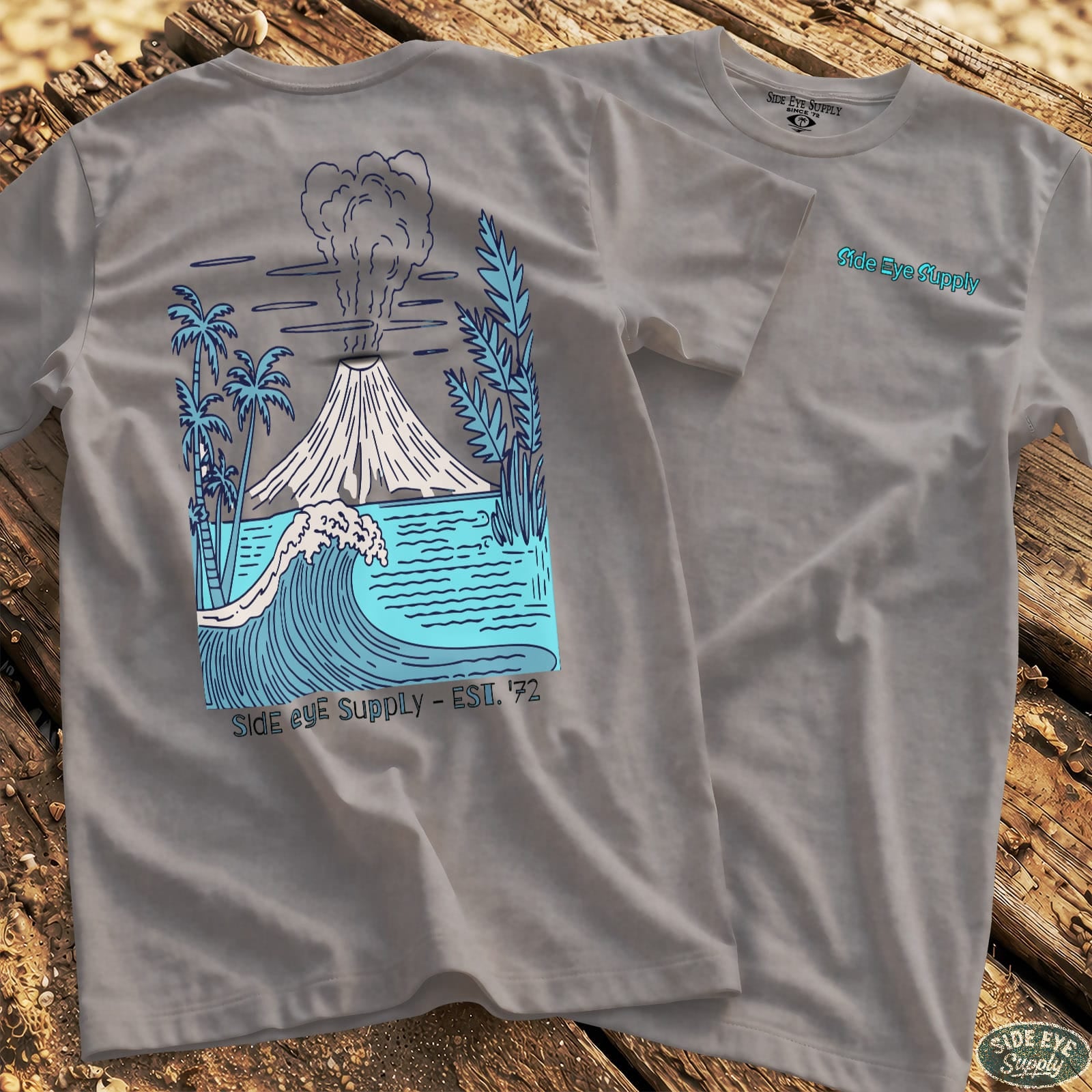 Volcano Tee Sport Grey / S - by Side Eye Supply - Surf Beach Life Apparel