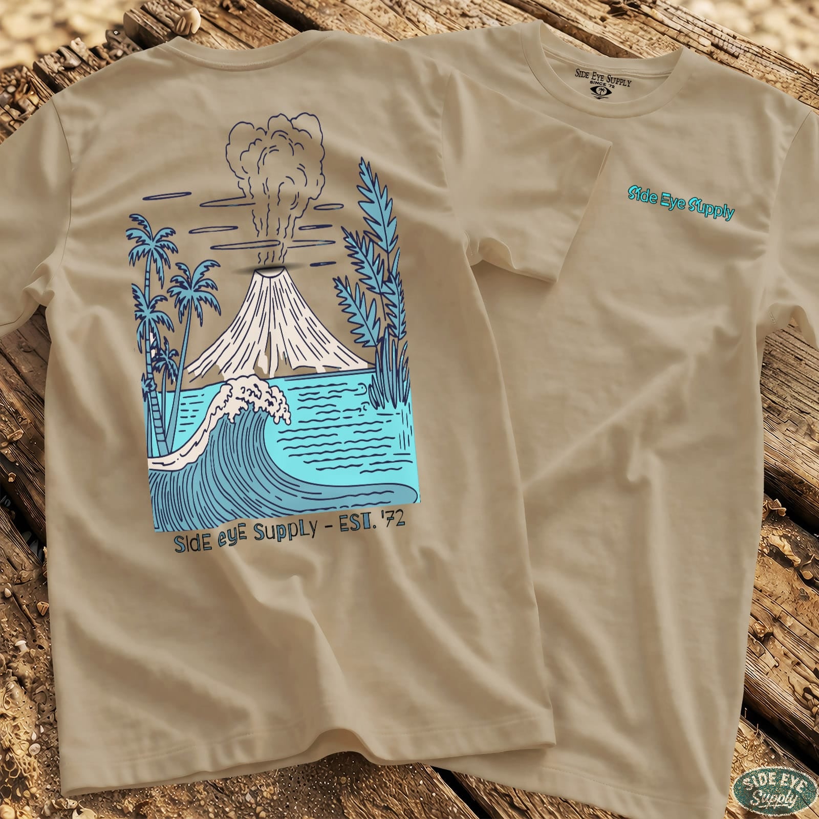 Volcano Tee Sand / S - by Side Eye Supply - Surf Beach Life Apparel