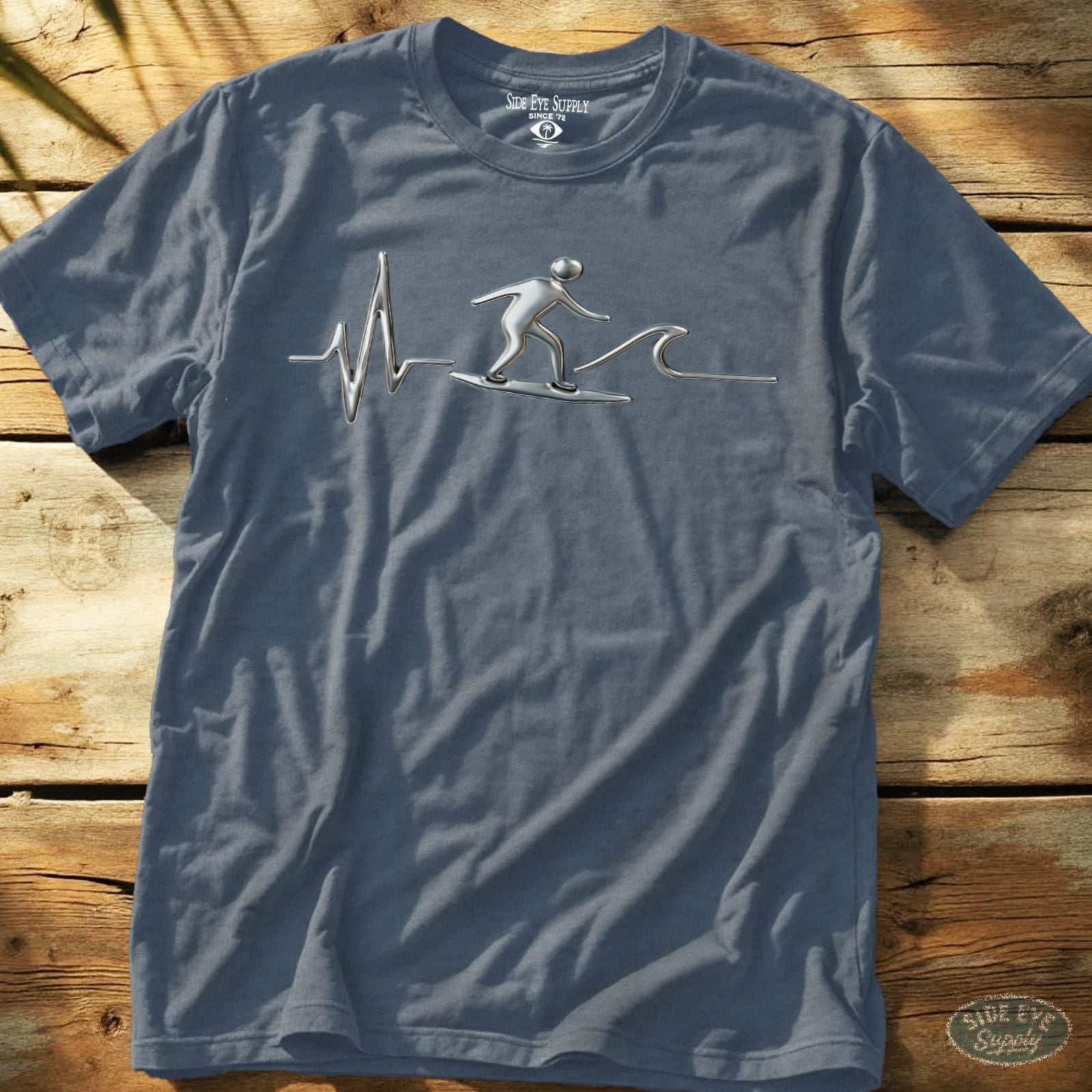 Wave Frequency Tee Heather Indigo / S - by Side Eye Supply - Surf Beach Life Apparel