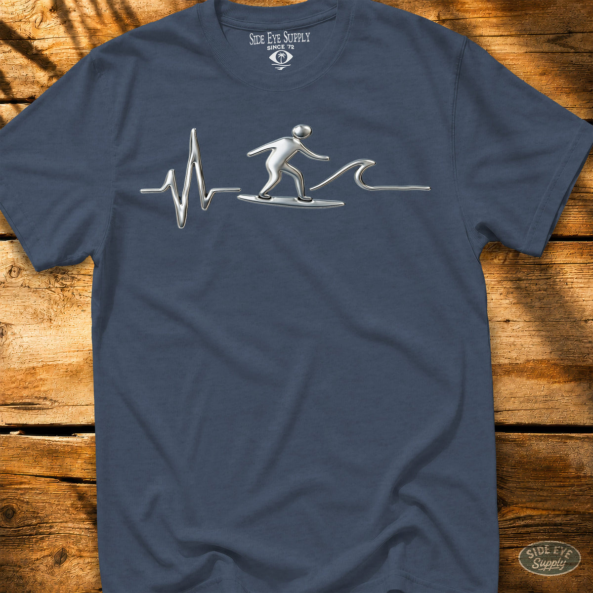 Wave Frequency Tee Heather Indigo / S - by Side Eye Supply - Surf Beach Life Apparel