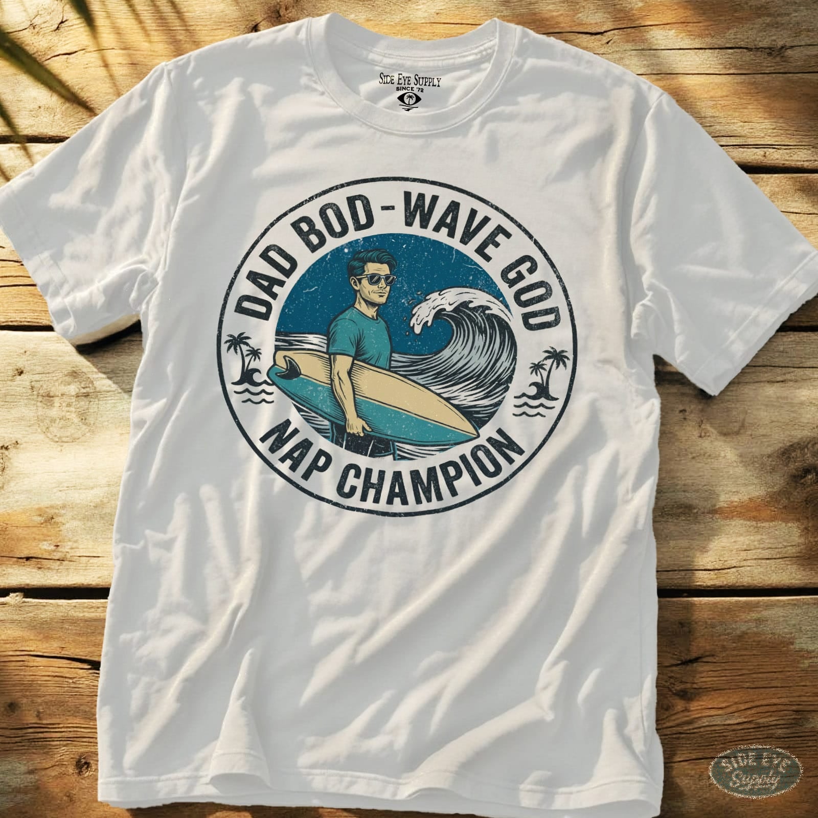 Wave God Tee White / S - by Side Eye Supply - Surf Beach Life Apparel