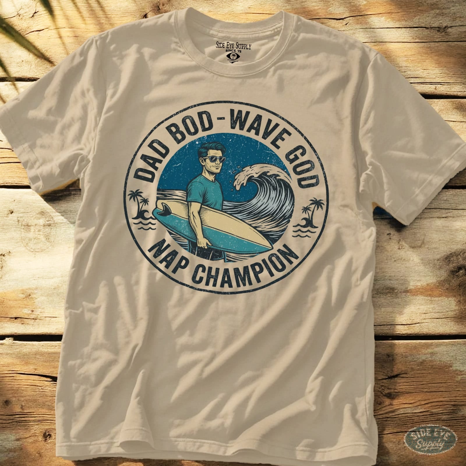 Wave God Tee Sand / S - by Side Eye Supply - Surf Beach Life Apparel