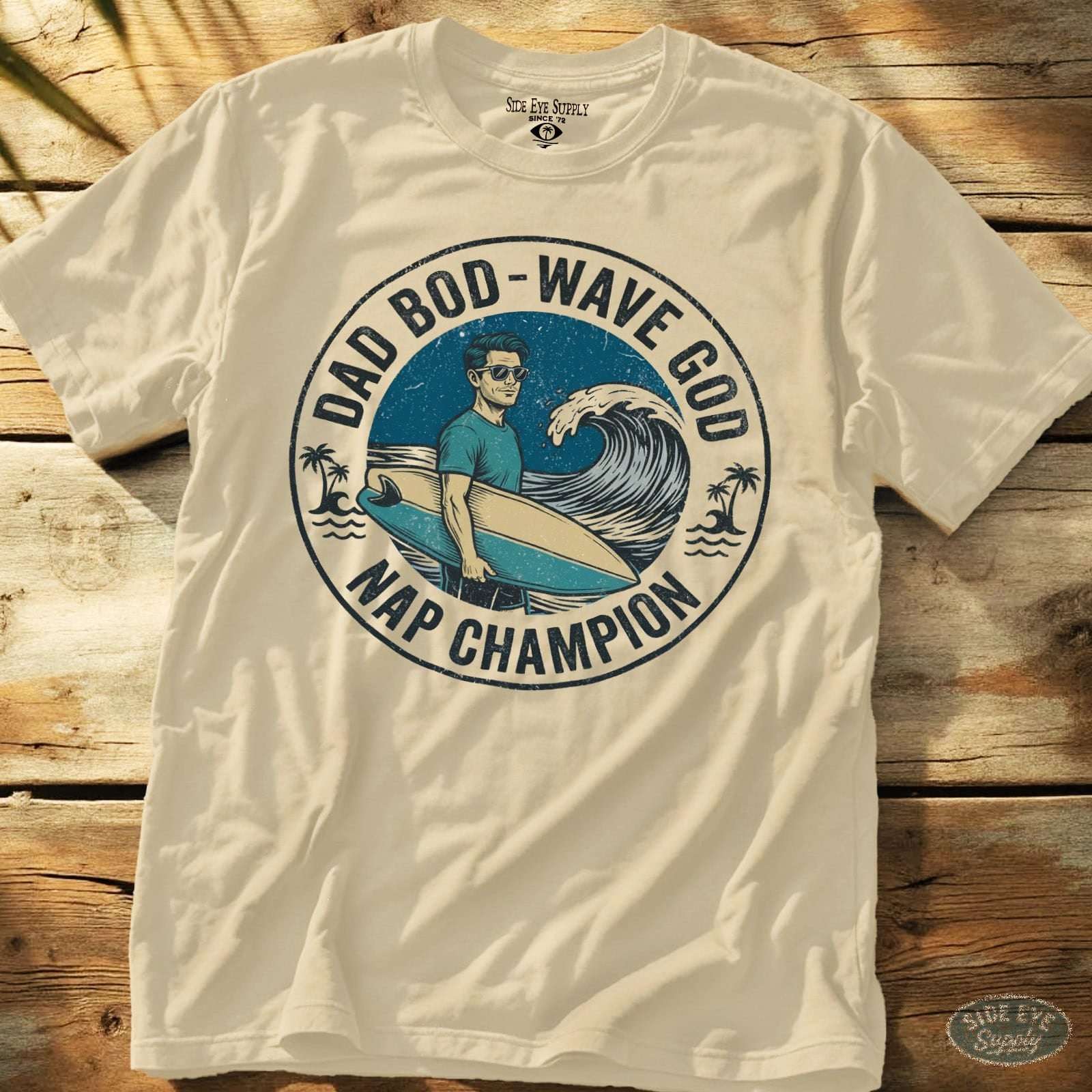 Wave God Tee Natural / S - by Side Eye Supply - Surf Beach Life Apparel