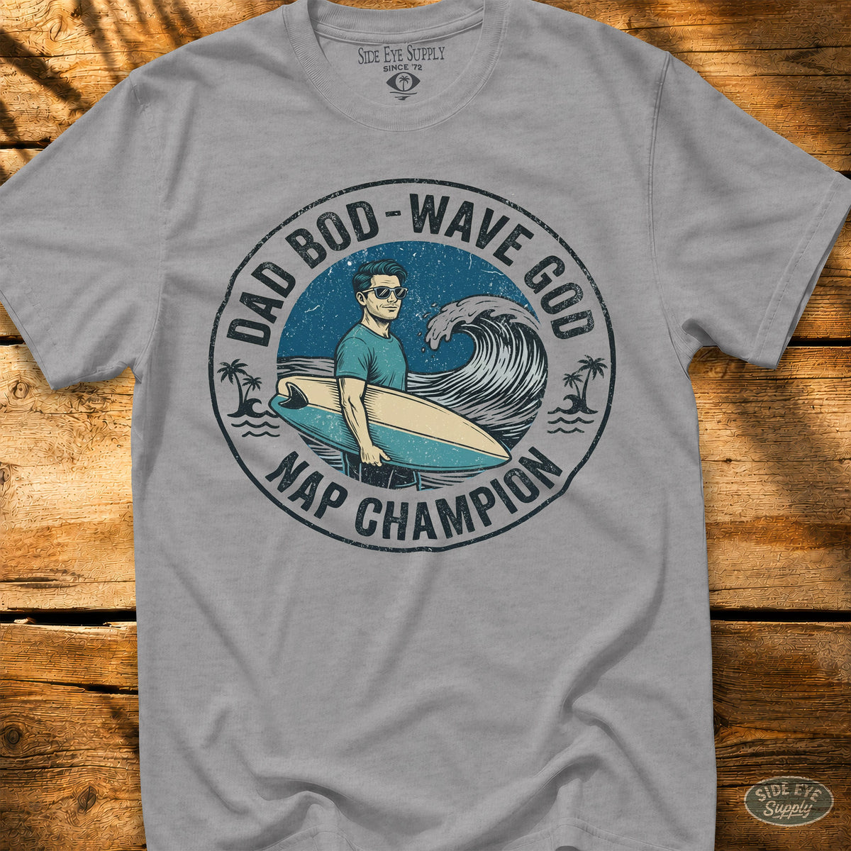 Wave God Tee Sport Grey / S - by Side Eye Supply - Surf Beach Life Apparel