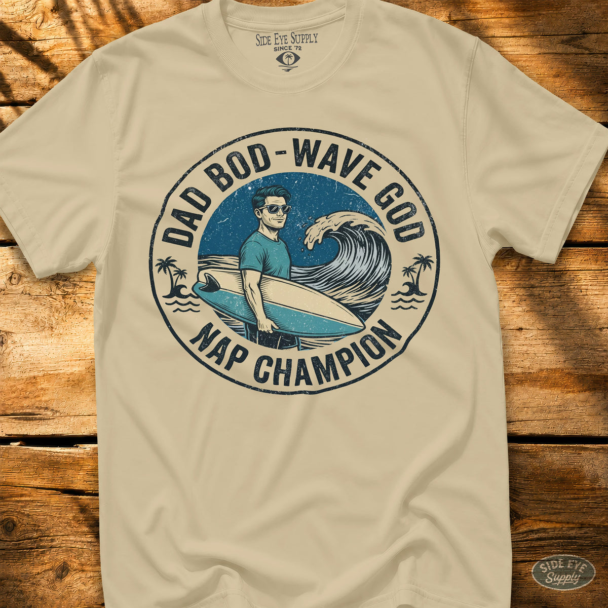Wave God Tee Sand / S - by Side Eye Supply - Surf Beach Life Apparel