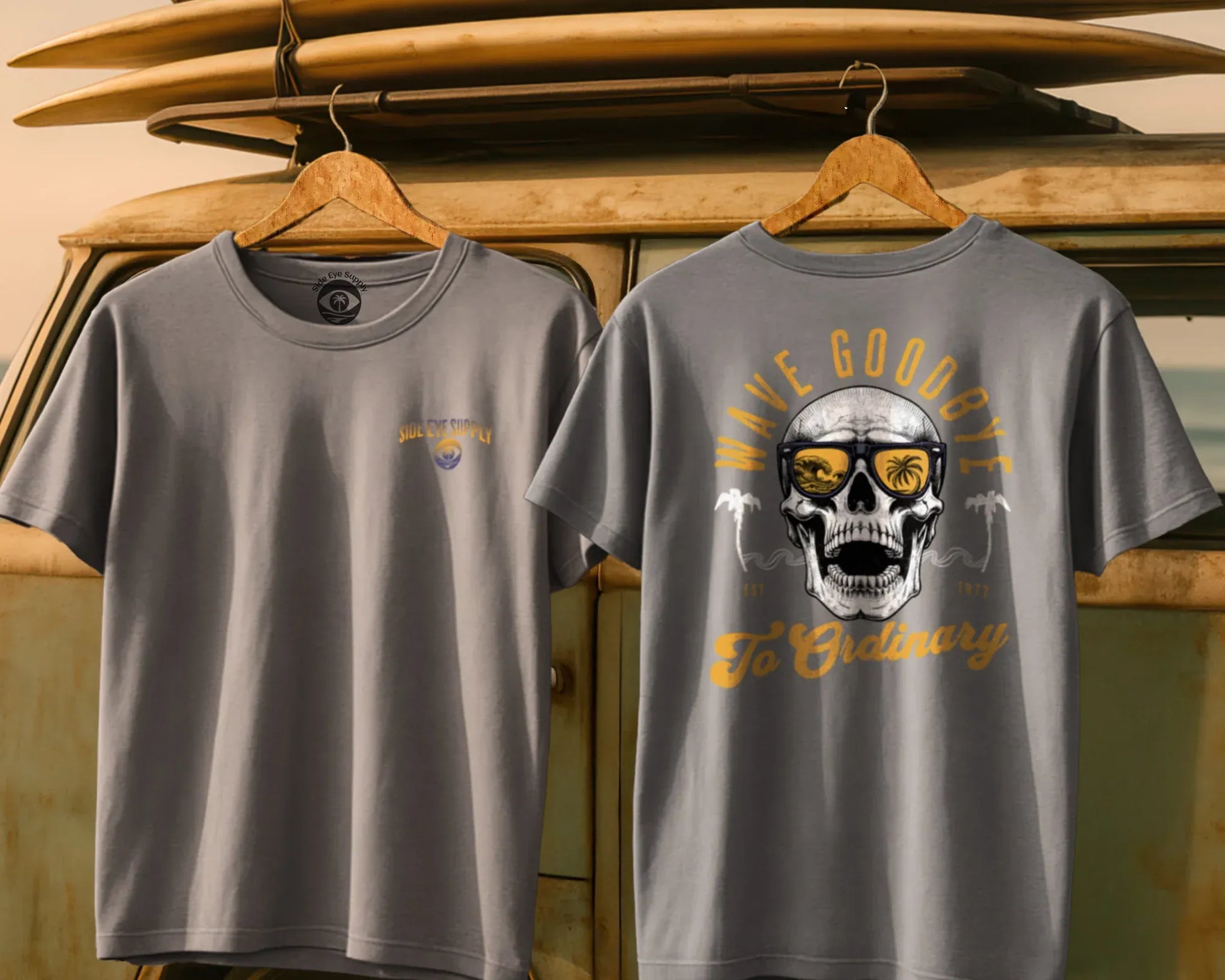 Wave Goodbye Tee Ice Grey / S - by Side Eye Supply - Surf Beach Life Apparel