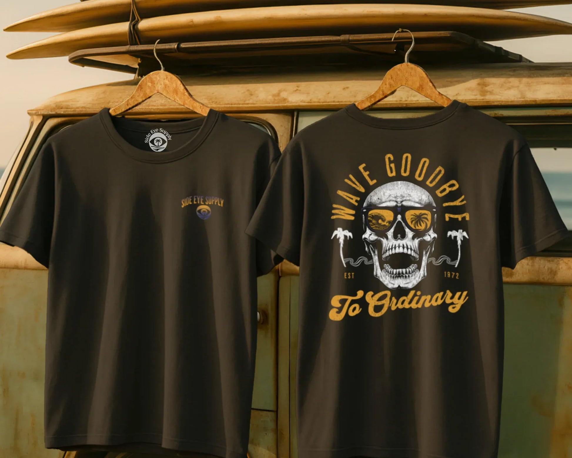 Wave Goodbye Tee Charcoal / S - by Side Eye Supply - Surf Beach Life Apparel