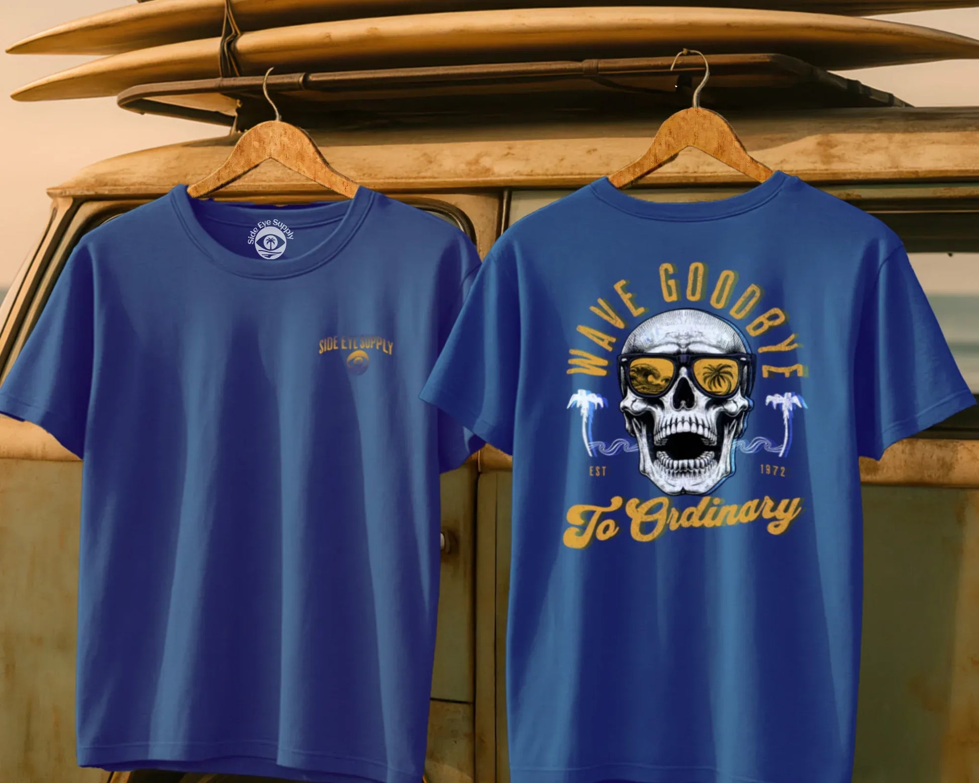 Wave Goodbye Tee Royal / S - by Side Eye Supply - Surf Beach Life Apparel