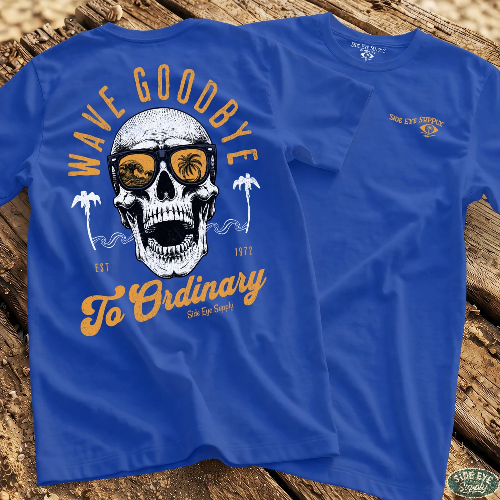 Wave Goodbye Tee Royal / S - by Side Eye Supply - Surf Beach Life Apparel