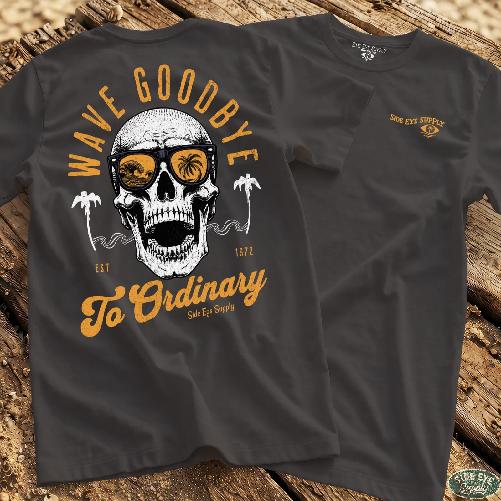 Wave Goodbye Tee Charcoal / S - by Side Eye Supply - Surf Beach Life Apparel