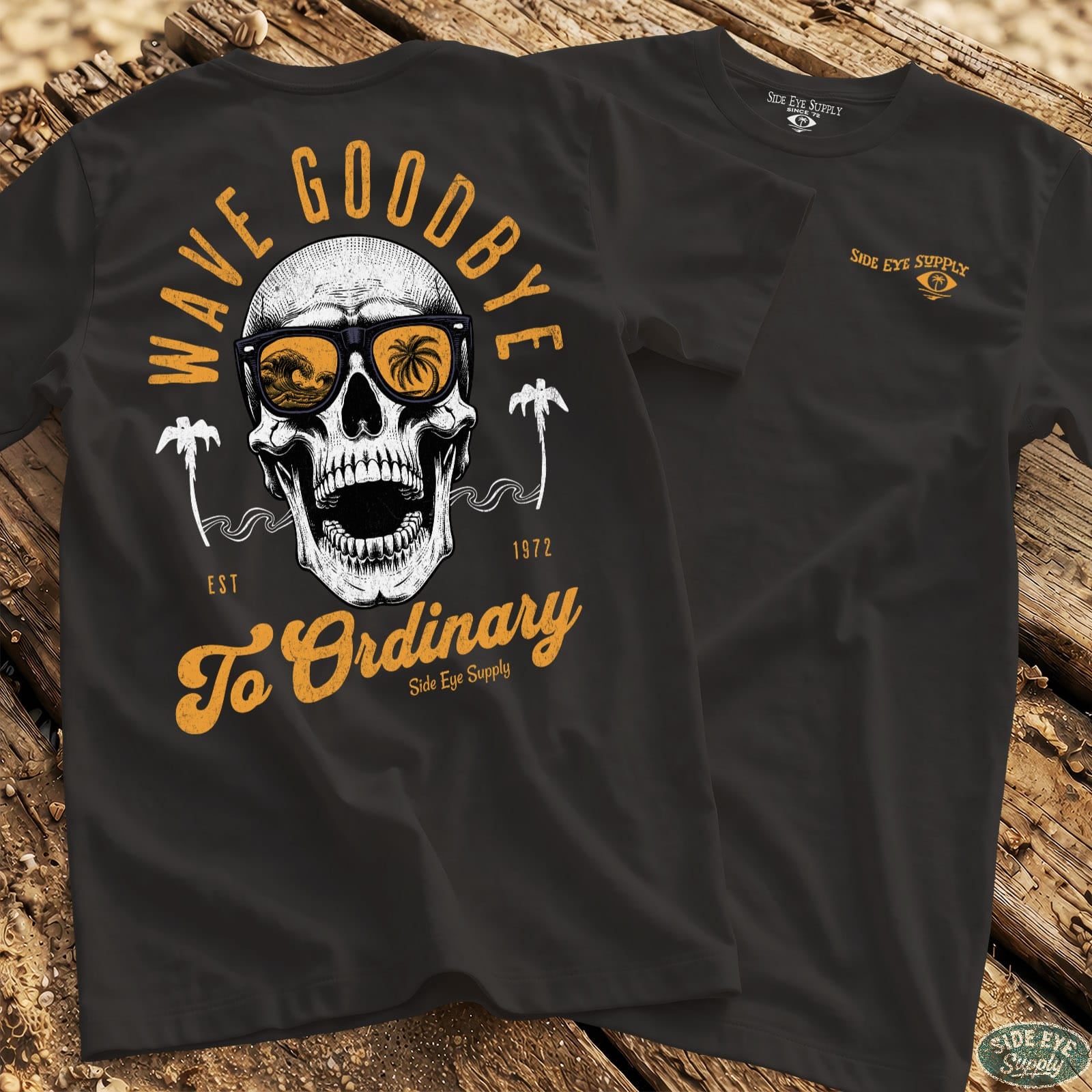 Wave Goodbye Tee Black / S - by Side Eye Supply - Surf Beach Life Apparel
