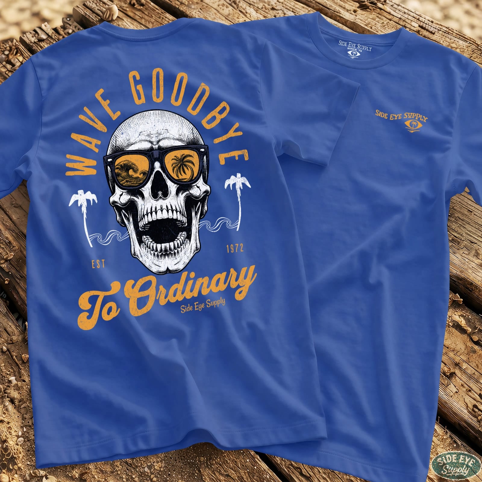 Wave Goodbye Tee Royal / S - by Side Eye Supply - Surf Beach Life Apparel
