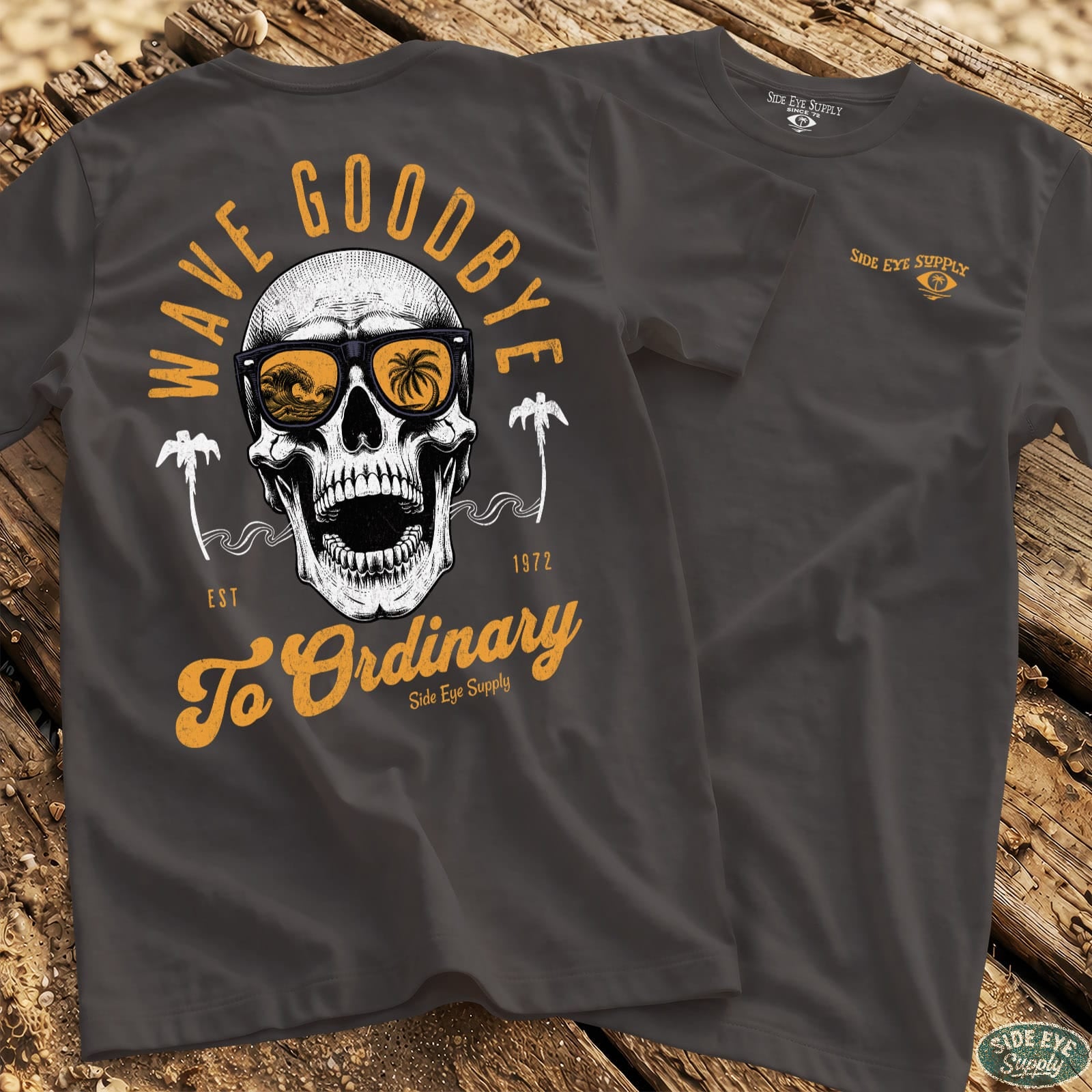 Wave Goodbye Tee Charcoal / S - by Side Eye Supply - Surf Beach Life Apparel
