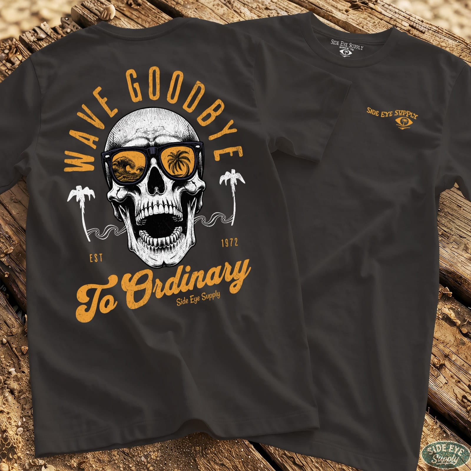Wave Goodbye Tee Black / S - by Side Eye Supply - Surf Beach Life Apparel