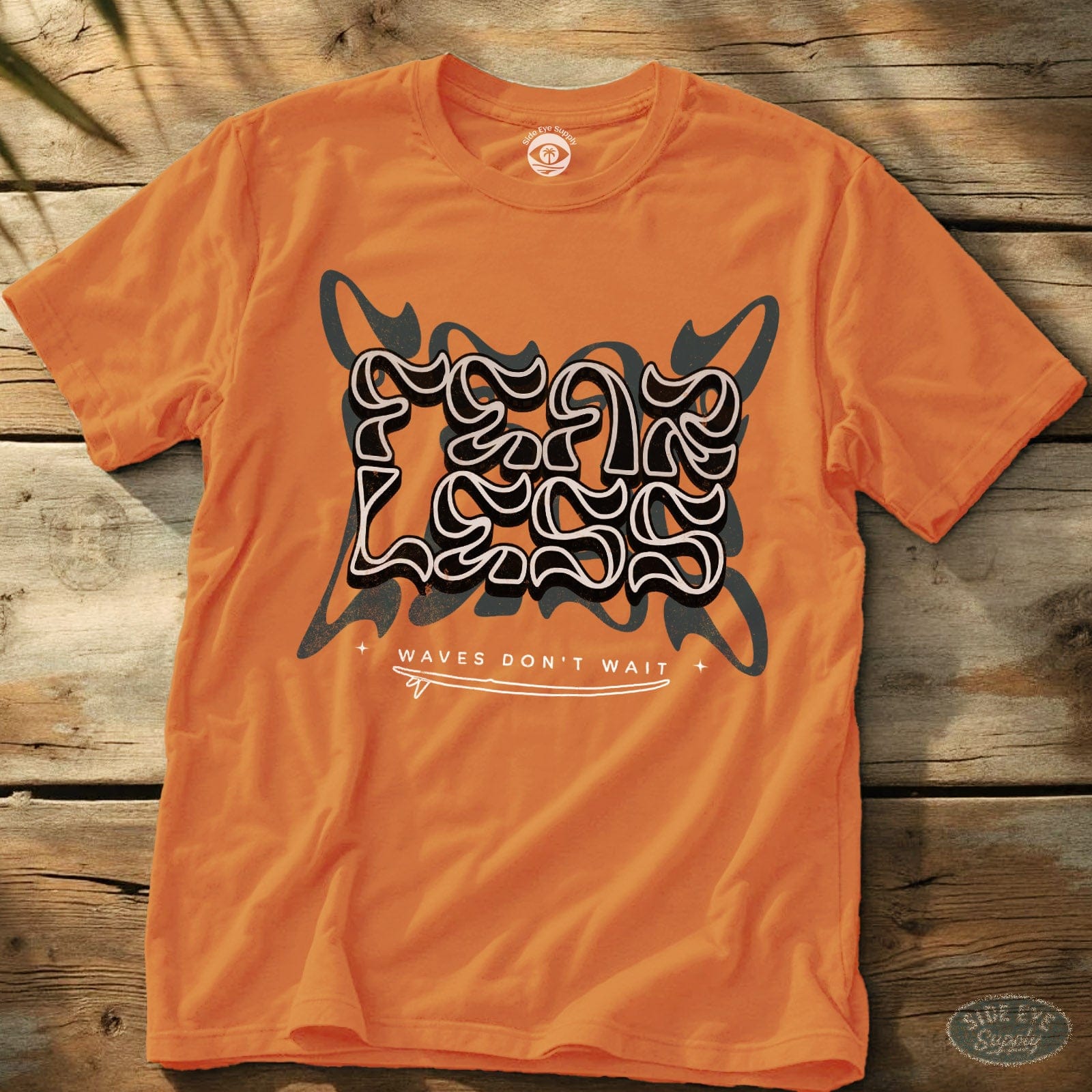 Waves Don't Wait Tee Orange / S - by Side Eye Supply - Surf Beach Life Apparel