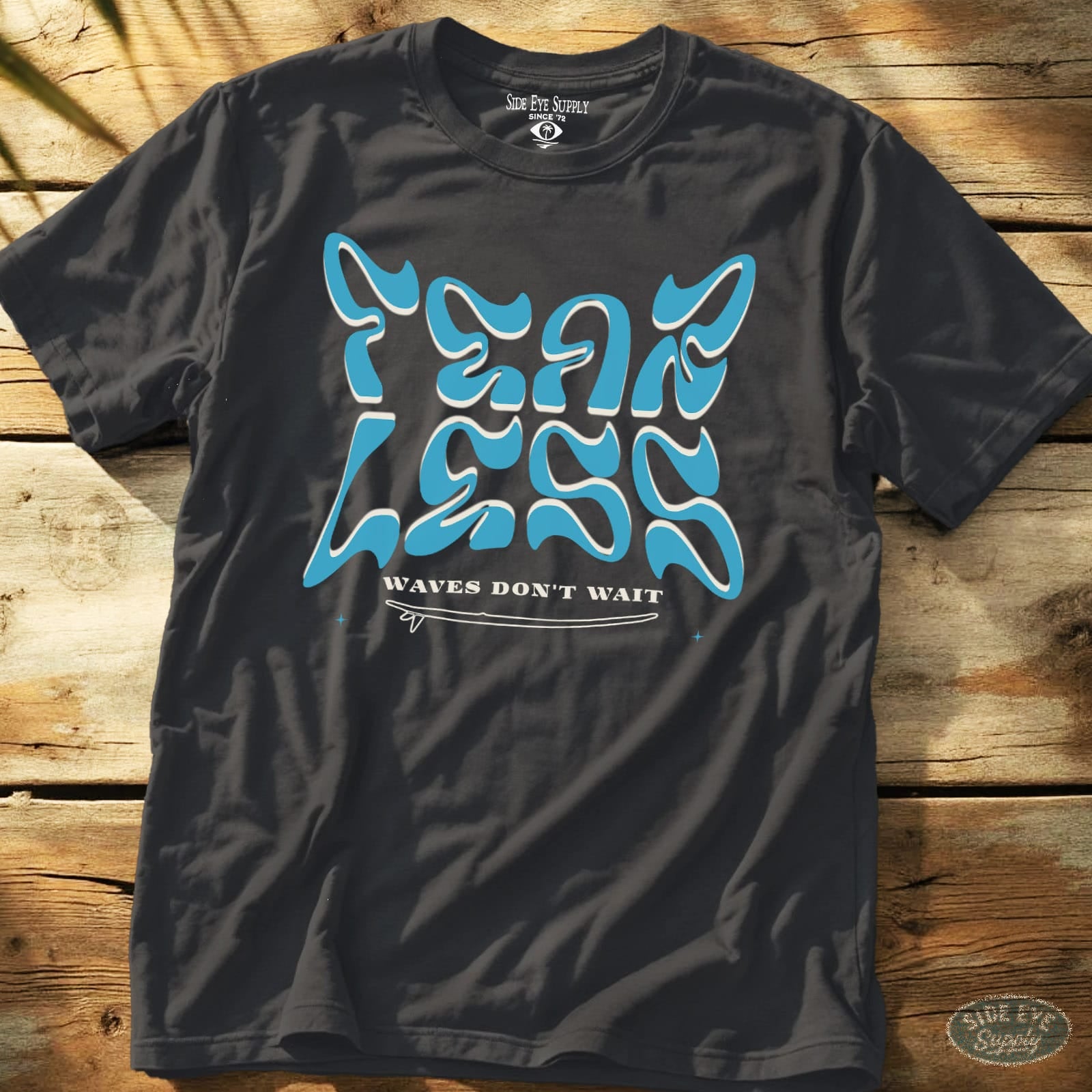 Waves Don't Wait Tee Charcoal / S - by Side Eye Supply - Surf Beach Life Apparel