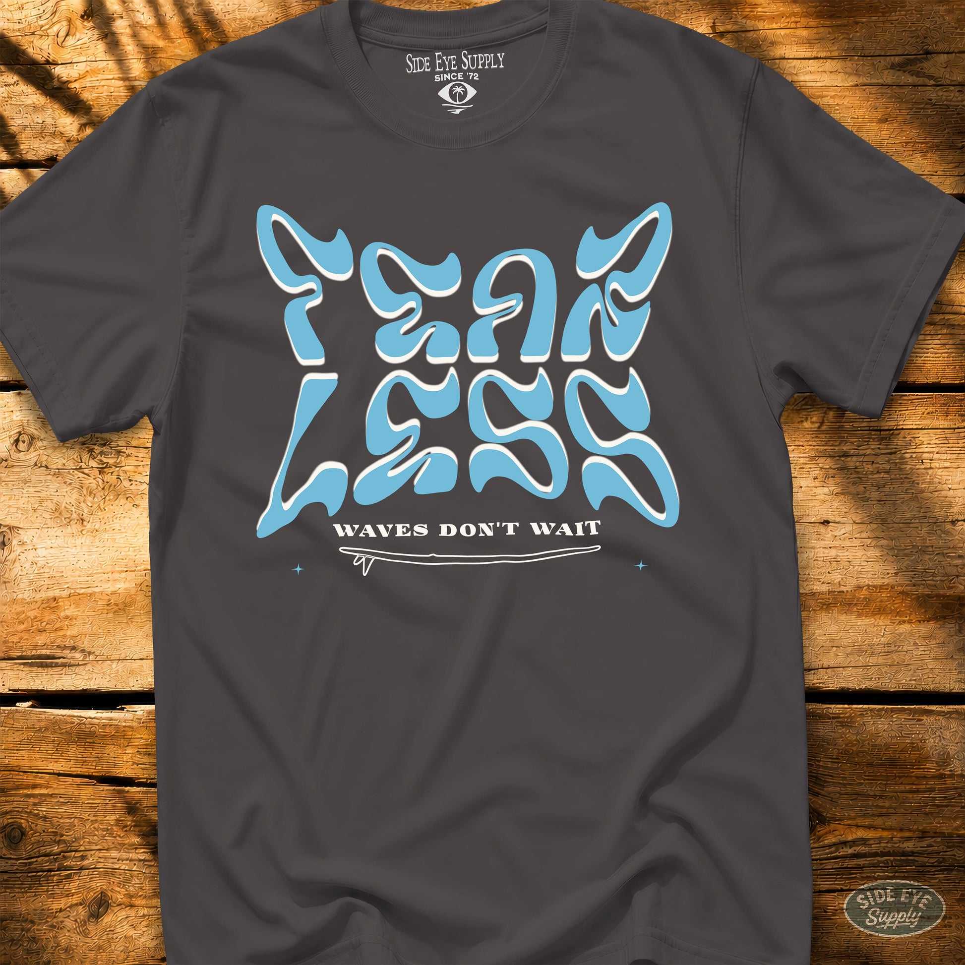 Waves Don't Wait Tee Charcoal / S - by Side Eye Supply - Surf Beach Life Apparel