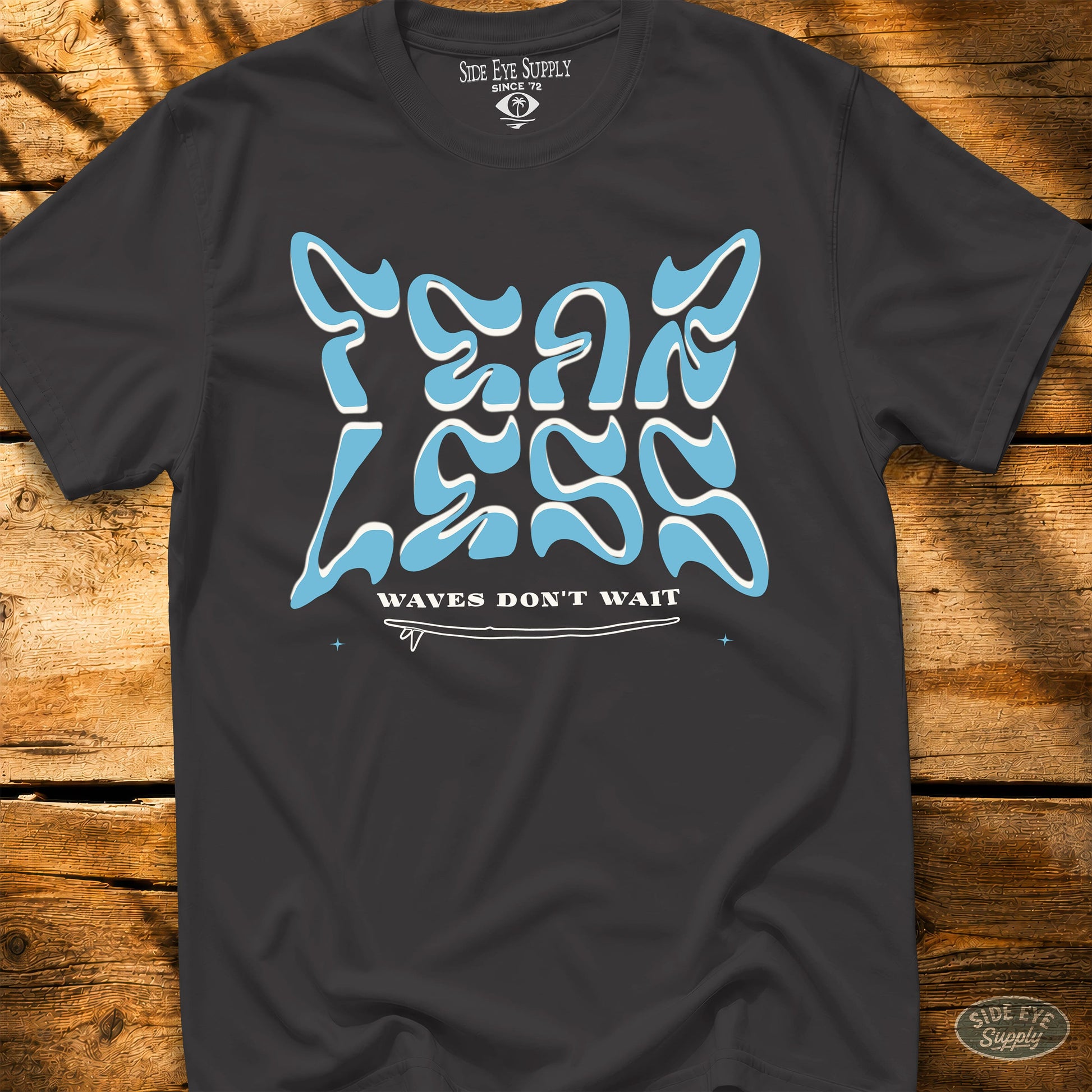 Waves Don't Wait Tee Black / S - by Side Eye Supply - Surf Beach Life Apparel