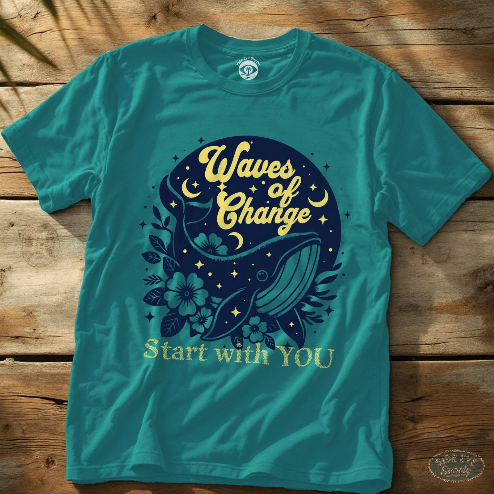 Waves of Change Tee Tropical Blue / S - by Side Eye Supply - Surf Beach Life Apparel