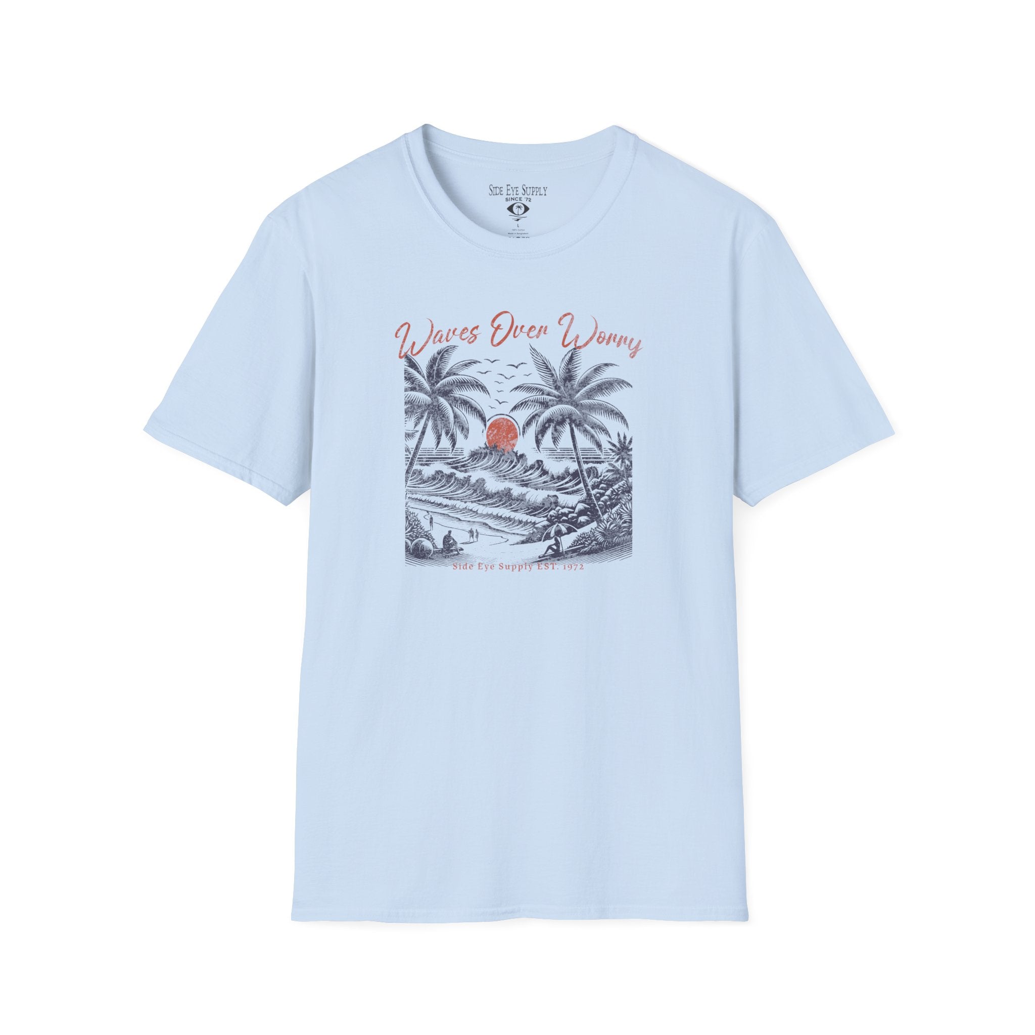 Waves Over Worry Tee Light Blue / S - by Side Eye Supply - Surf Beach Life Apparel