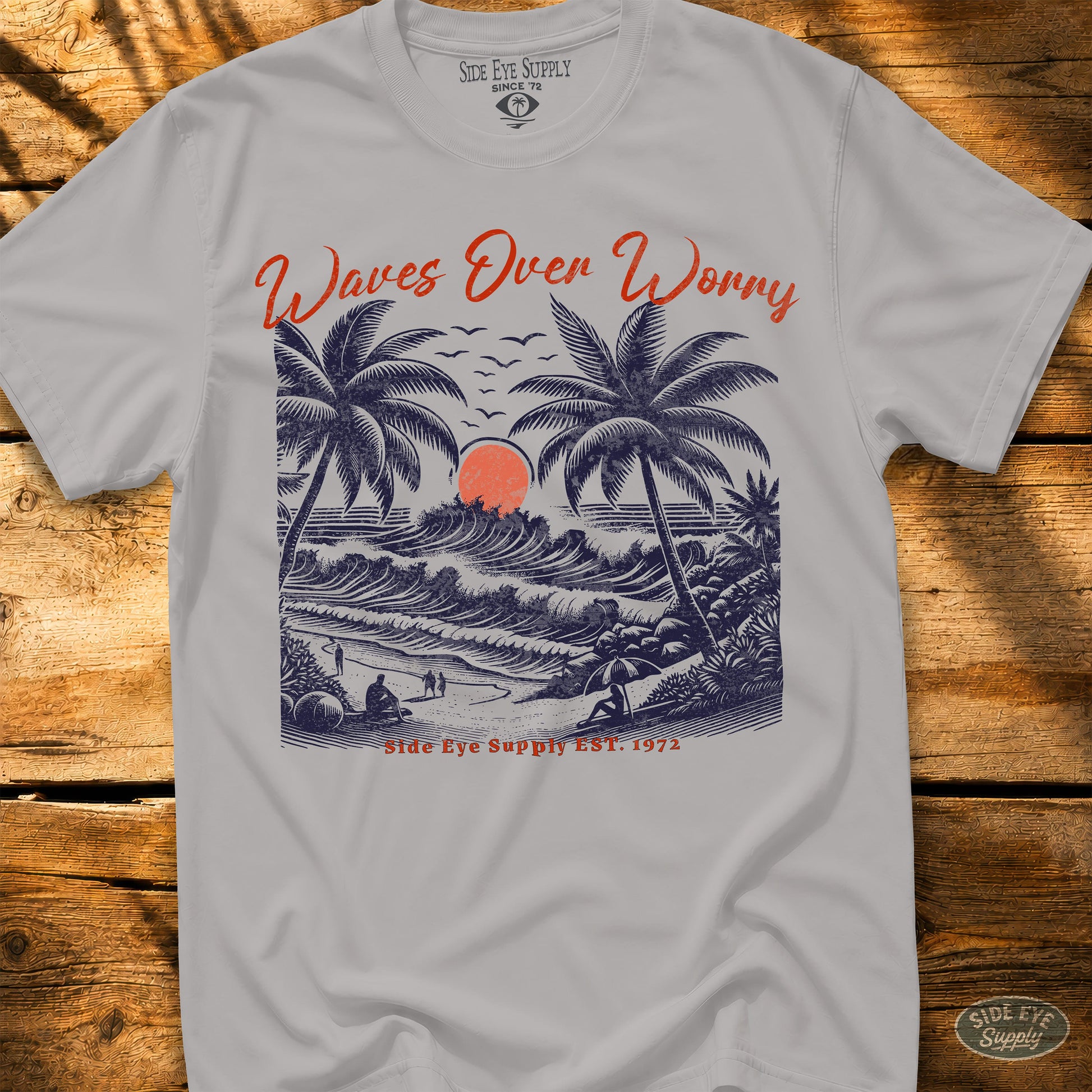 Waves Over Worry Tee Ice Grey / S - by Side Eye Supply - Surf Beach Life Apparel