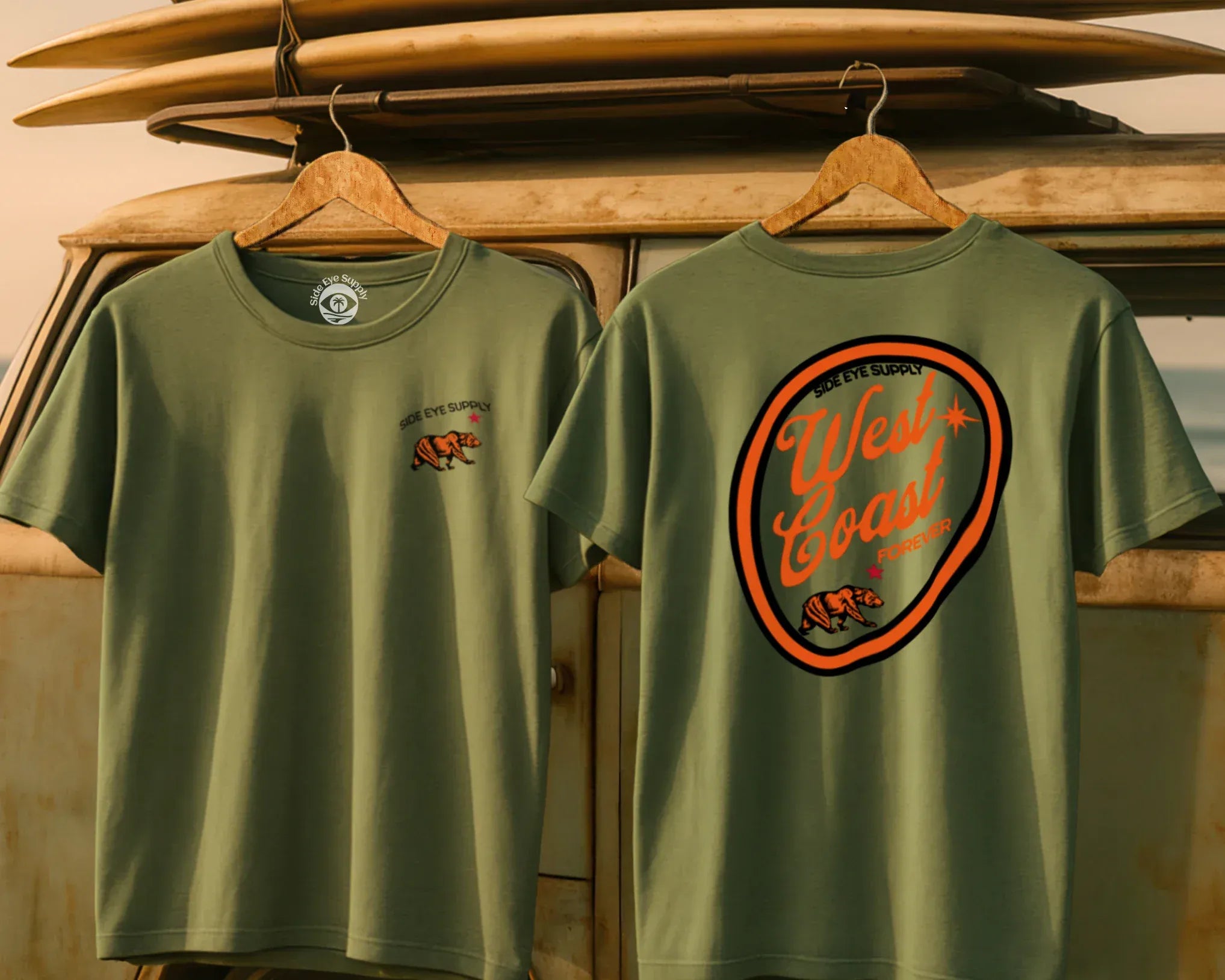 West Coast Forever Tee Military Green / S - by Side Eye Supply - Surf Beach Life Apparel