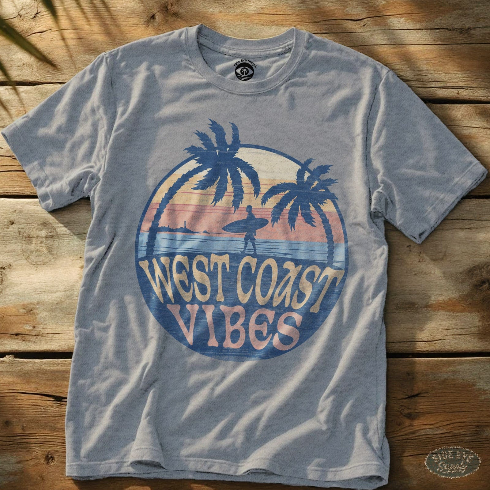 West Coast Vibes T-Shirt Sport Grey / S - by Side Eye Supply - Surf Beach Life Apparel